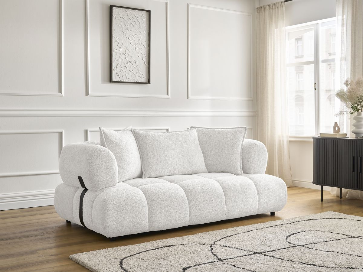 Bobochic Alya Sofa 2-Sitzer Bouclé-Stoff Weiß