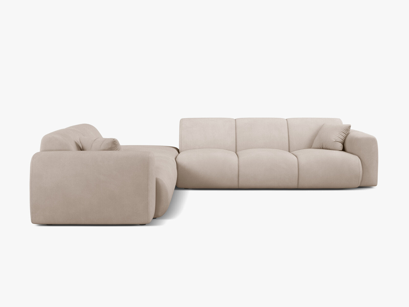 Micadoni Ecksofa Molino 6-Sitzer Links Strukturierter Stoff Rebel Beige