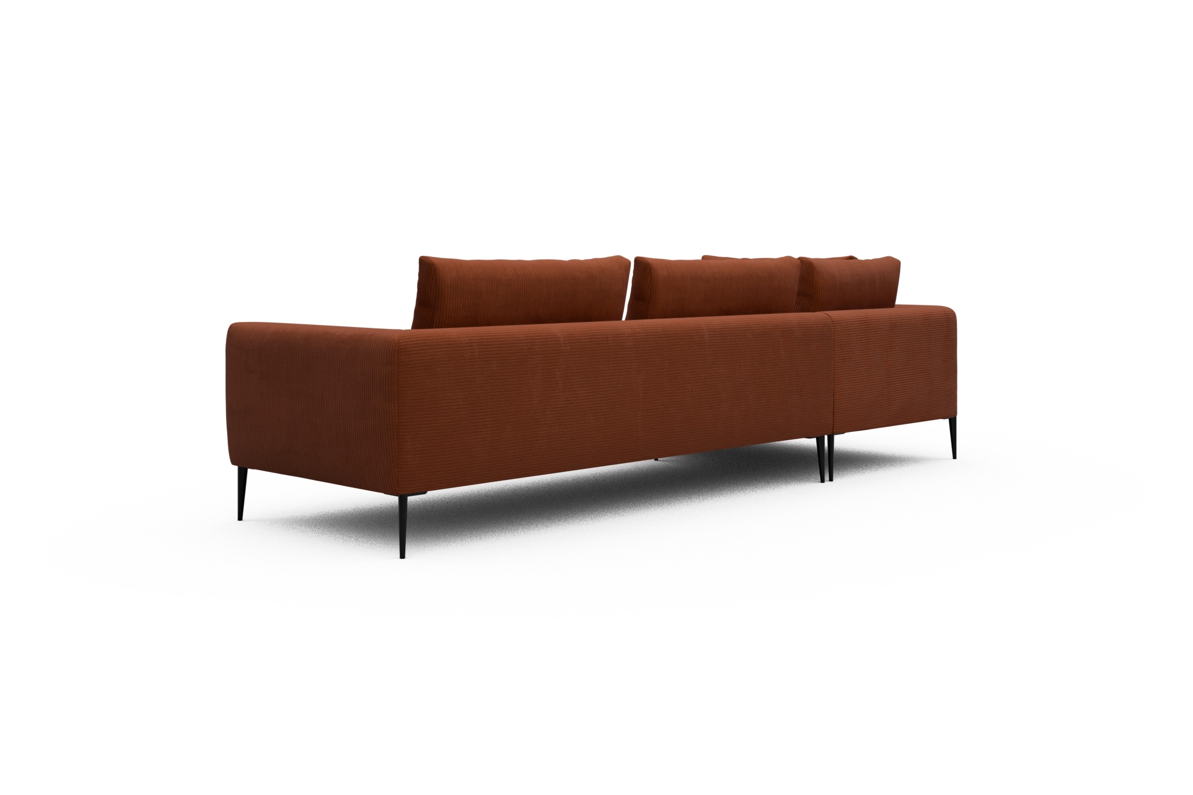 Ecksofa Paul Relax-Ecke rechts mit 3-Sitzer Corduroy-Burnt-Orange