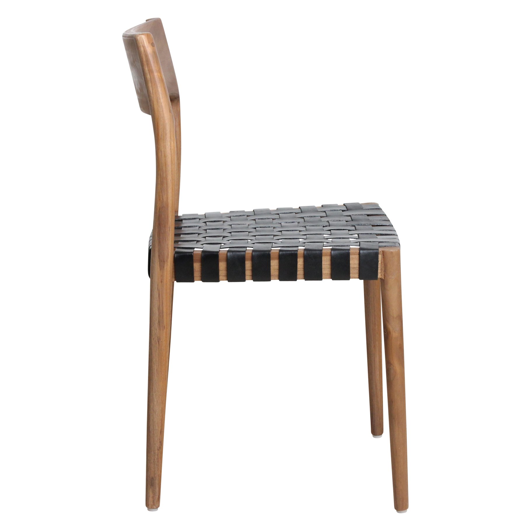 Raw Materials Freya Esszimmerstuhl aus Teakholz Leder Schwarz