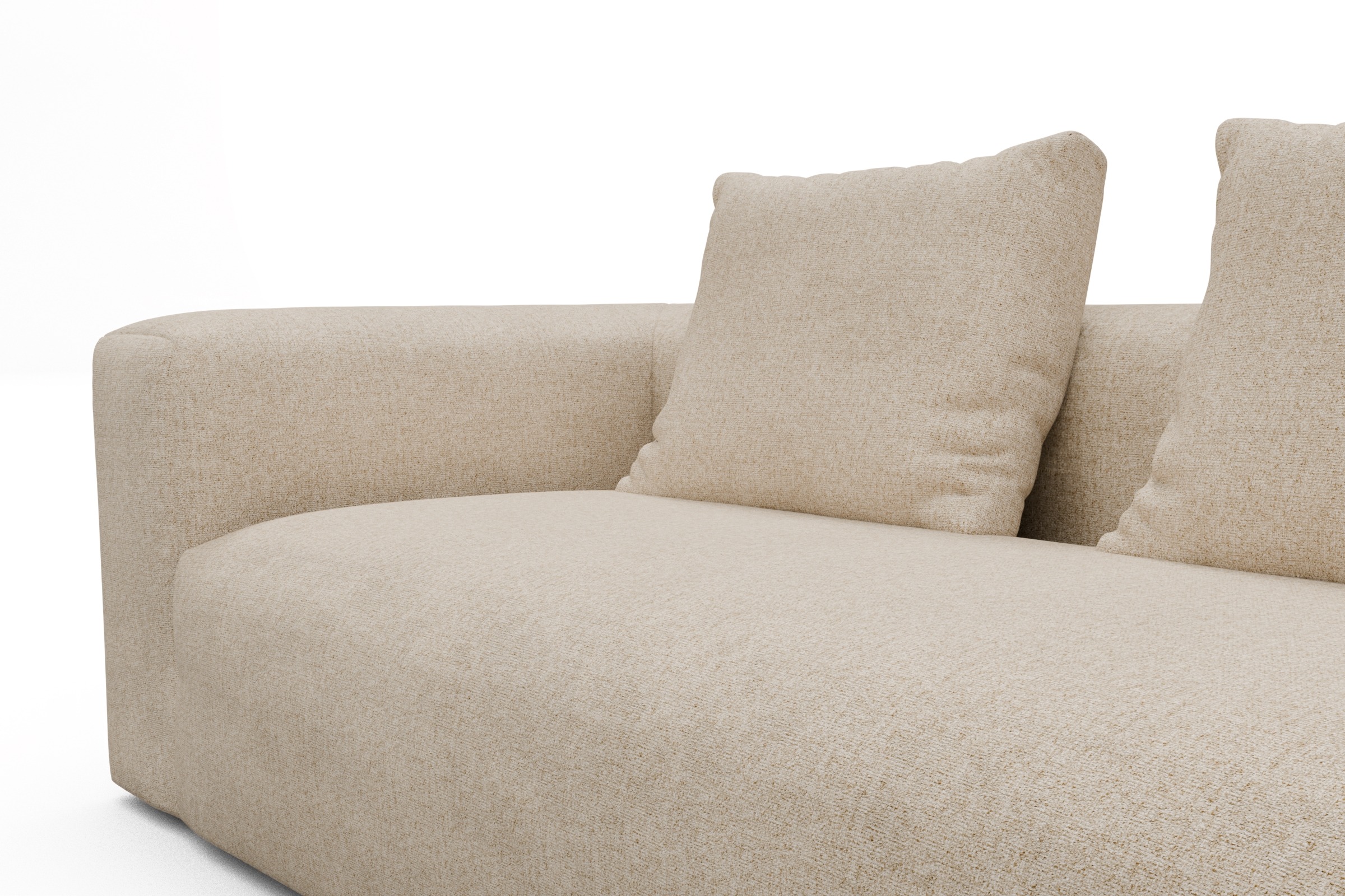 Ecksofa Fred Chaiselongue rechts mit 2,5-Sitzer Casone-Natural-Beige