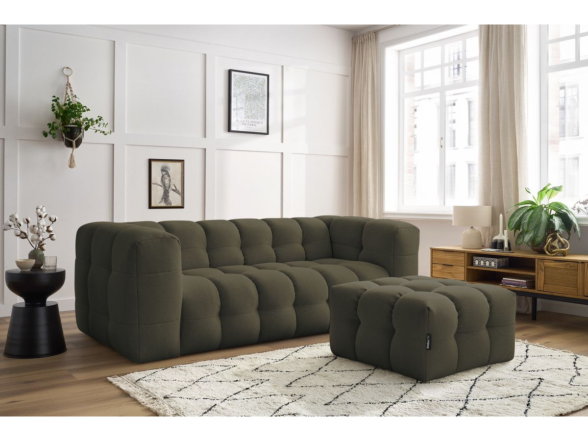 Bobochic Cloud Sofa 4-Sitzer mit Pouf Stoff Grün
