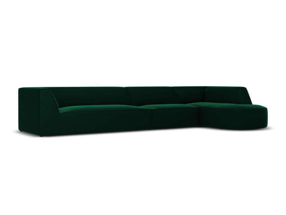 Cosmopolitan Design Ecksofa Siena 5-Sitzer abgerundet Samt Salvador Flaschengrün Rechts