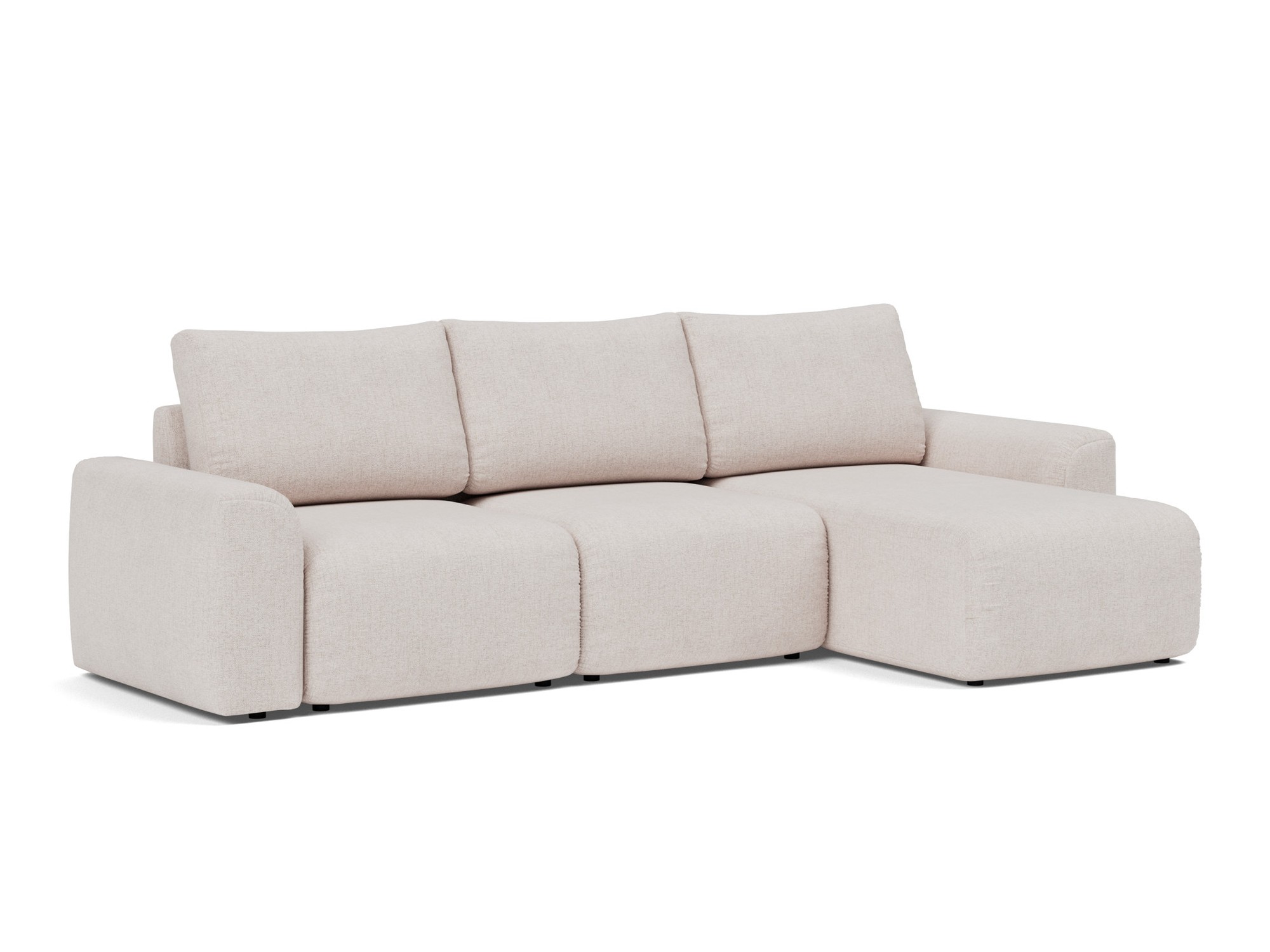 Schlafsofa Norum mit Chaiselongue und Chunky-Armlehnen Strukturierter Stoff Weda 300-Weda-Sand
