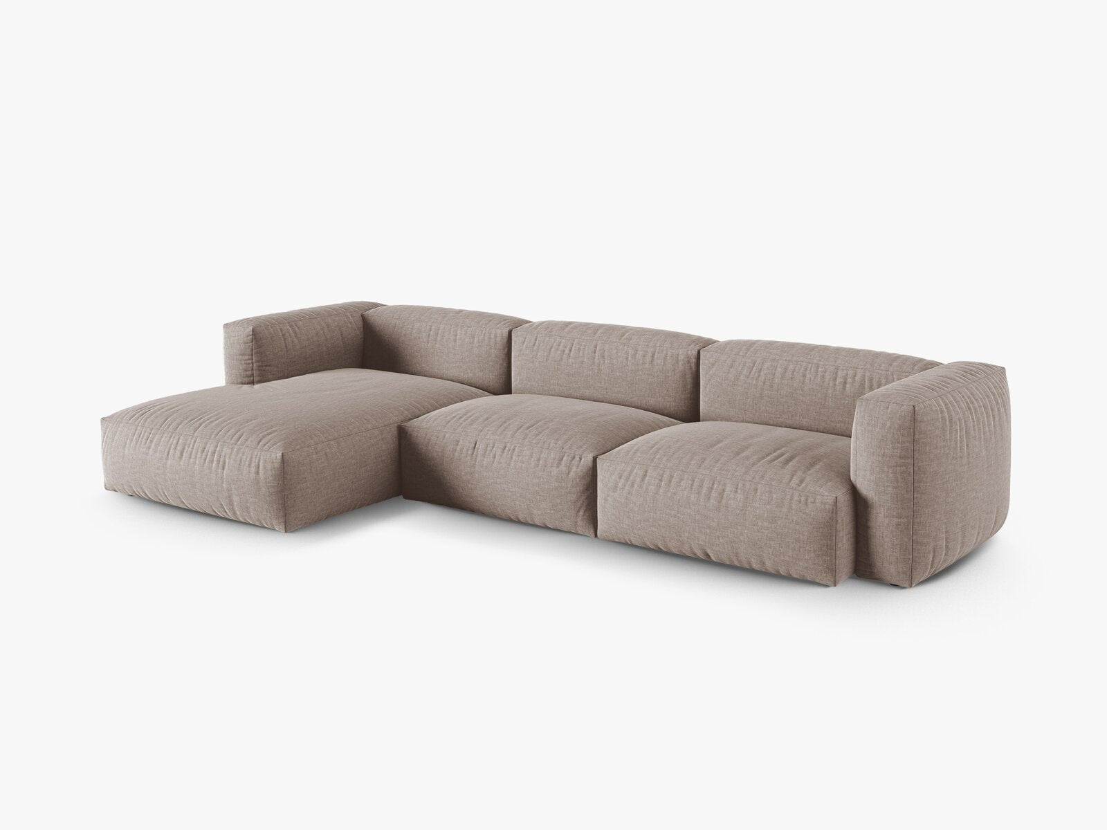 Micadoni Ecksofa Martina 3-Sitzer 90cm Sitztiefe Links Strukturierter Stoff Boston Dunkelbeige