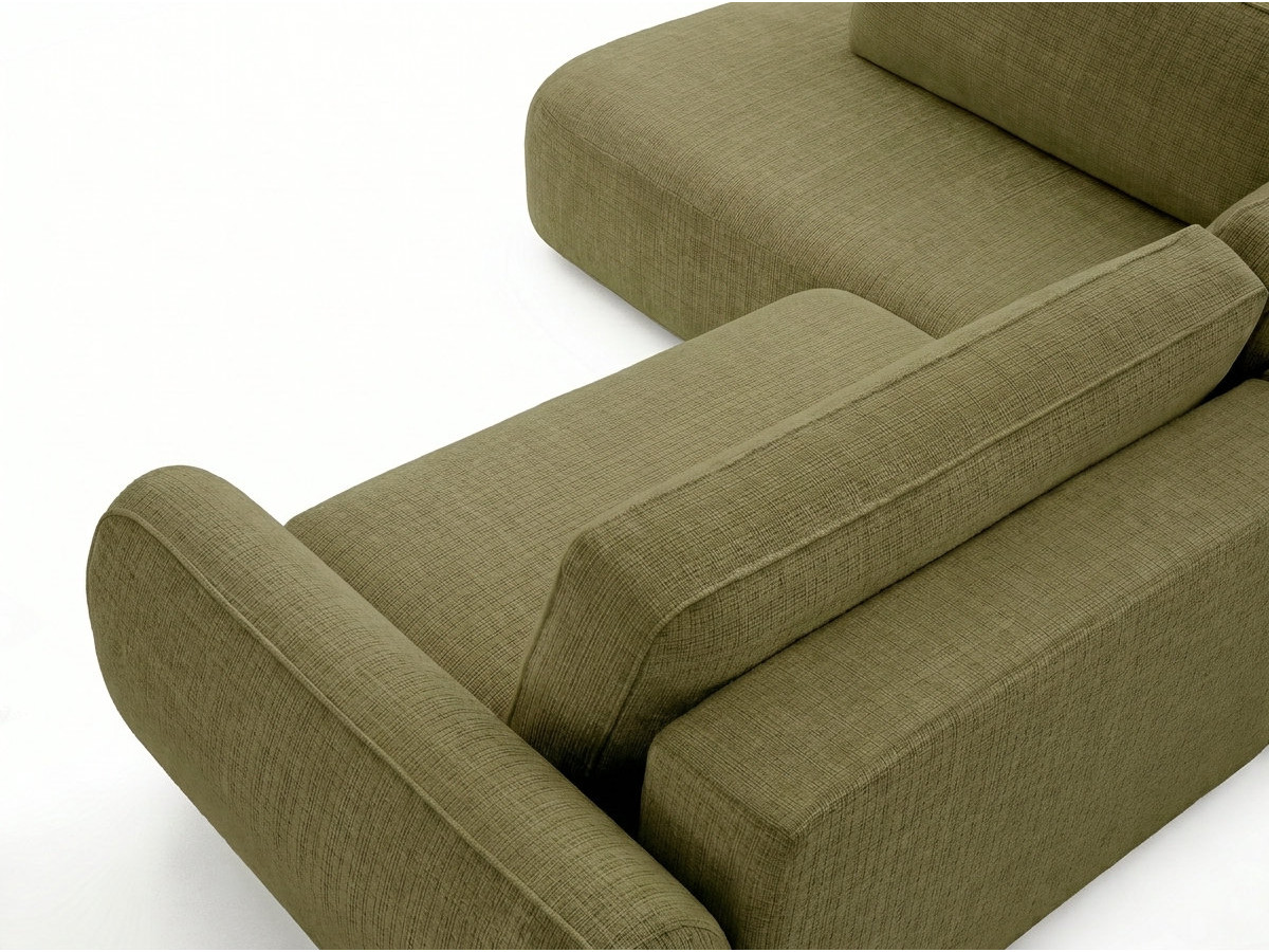 Bobochic Denise Ecksofa mit Schlaffunktion und Bettkasten 256 × 197 cm Strukturstoff Grün Ecke links