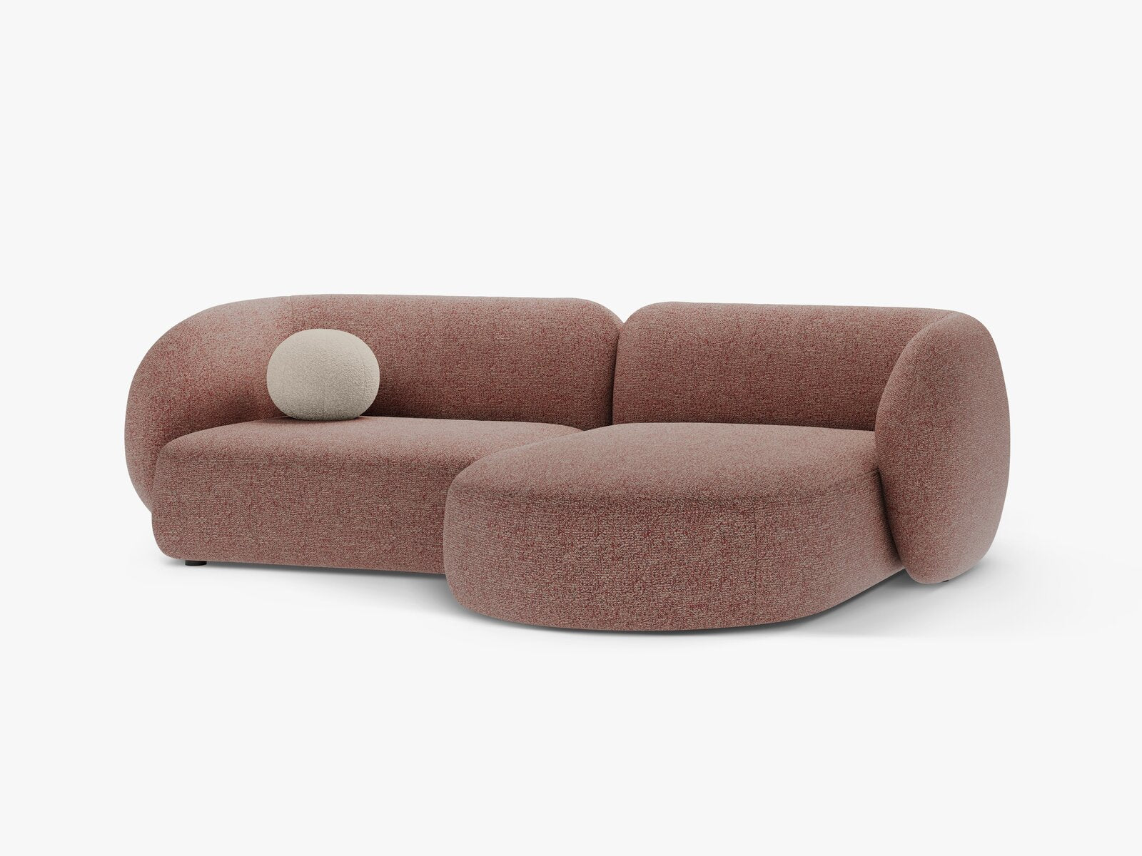 Micadoni Ecksofa Kate 2-Sitzer Rechts Strukturierter Stoff Puente Rosa Melange