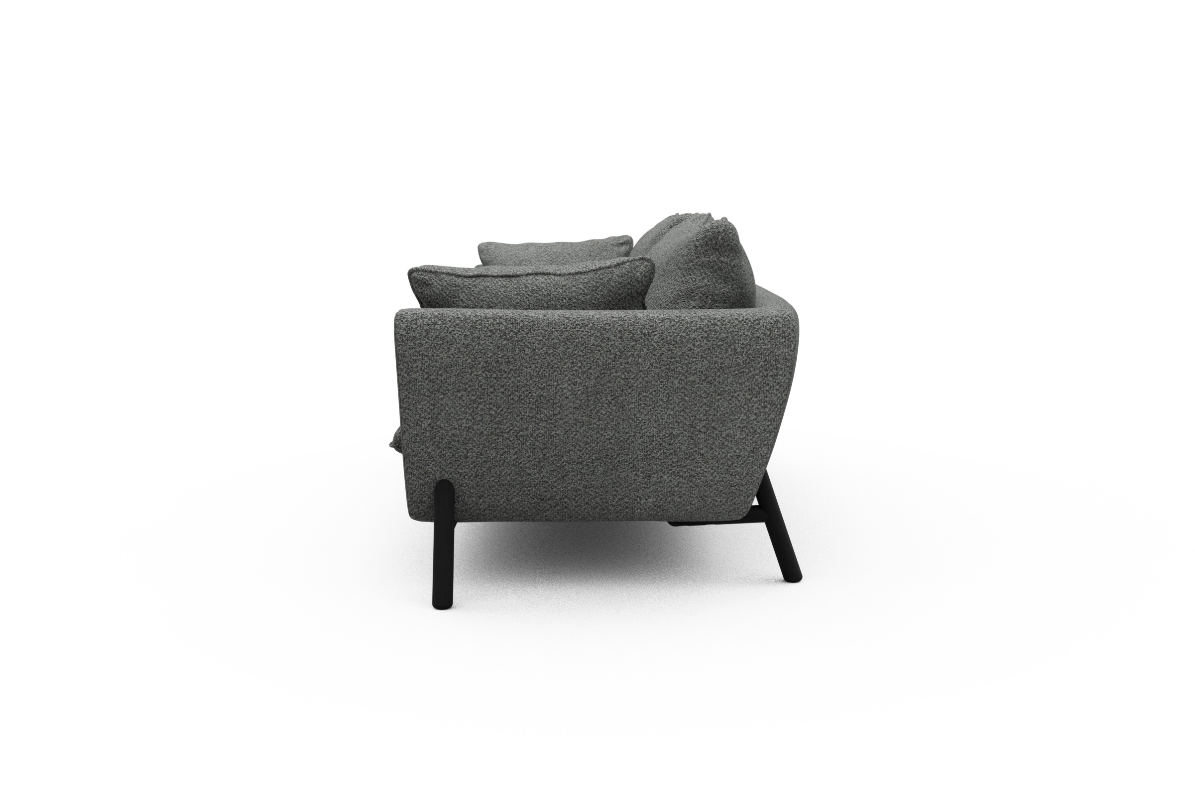Sofa Emil PREMIUM 3-Sitzer Beinfarbe Eiche Schwarz Vanora-Warm-Grey