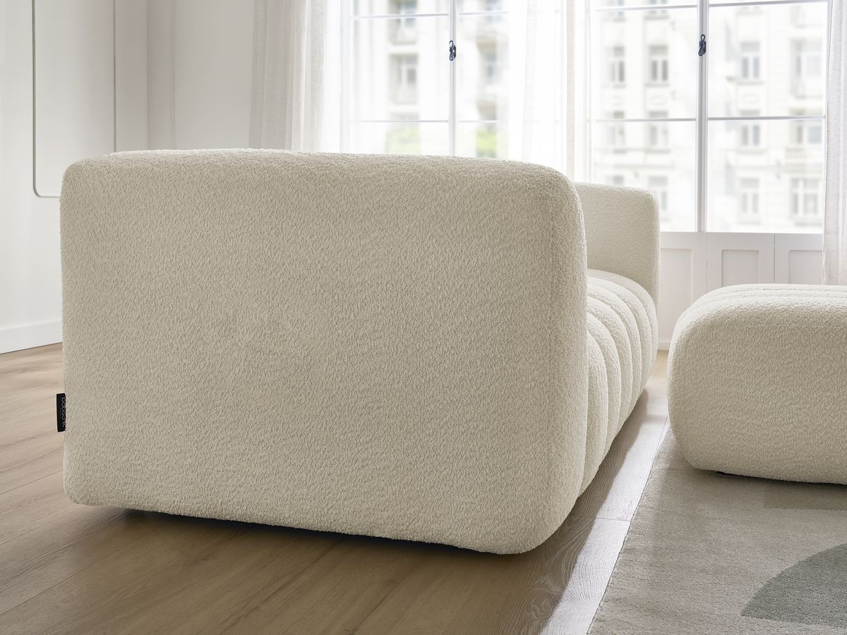 Bobochic Talia Sofa 3-Sitzer mit Pouf Bouclé-Stoff Beige