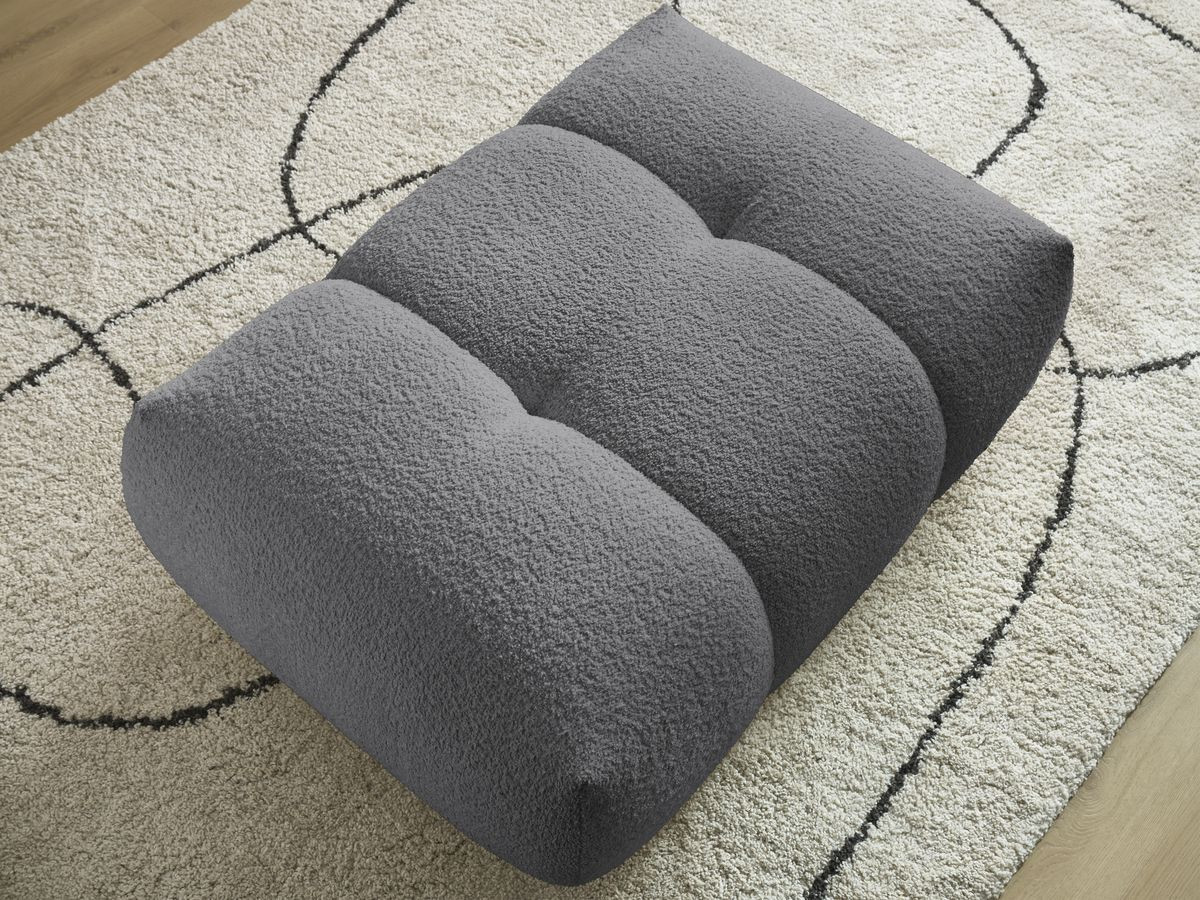 Bobochic Fuji Pouf Bouclé-Stoff Dunkelgrau