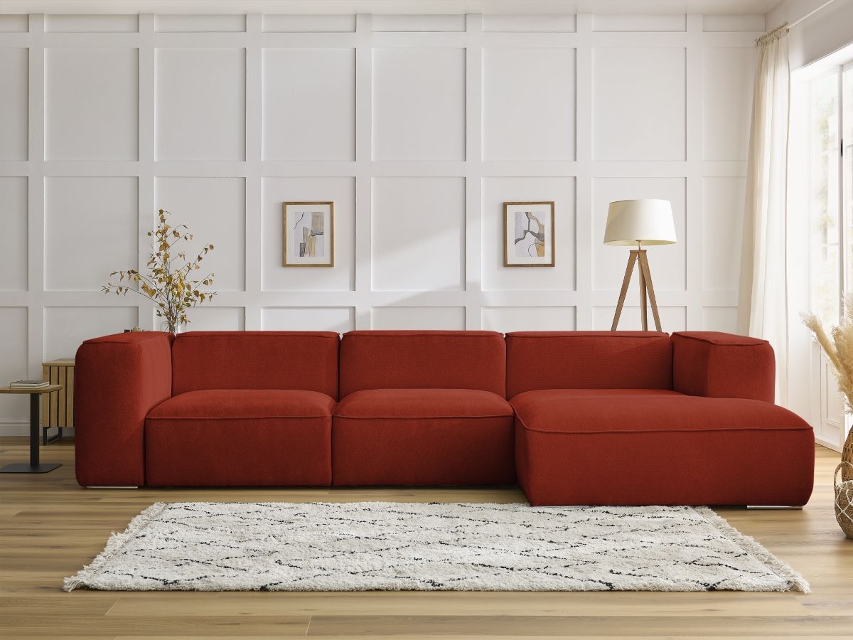 Bobochic Zephyr Ecksofa 349 × 165 cm Strukturstoff Orange Ecke rechts