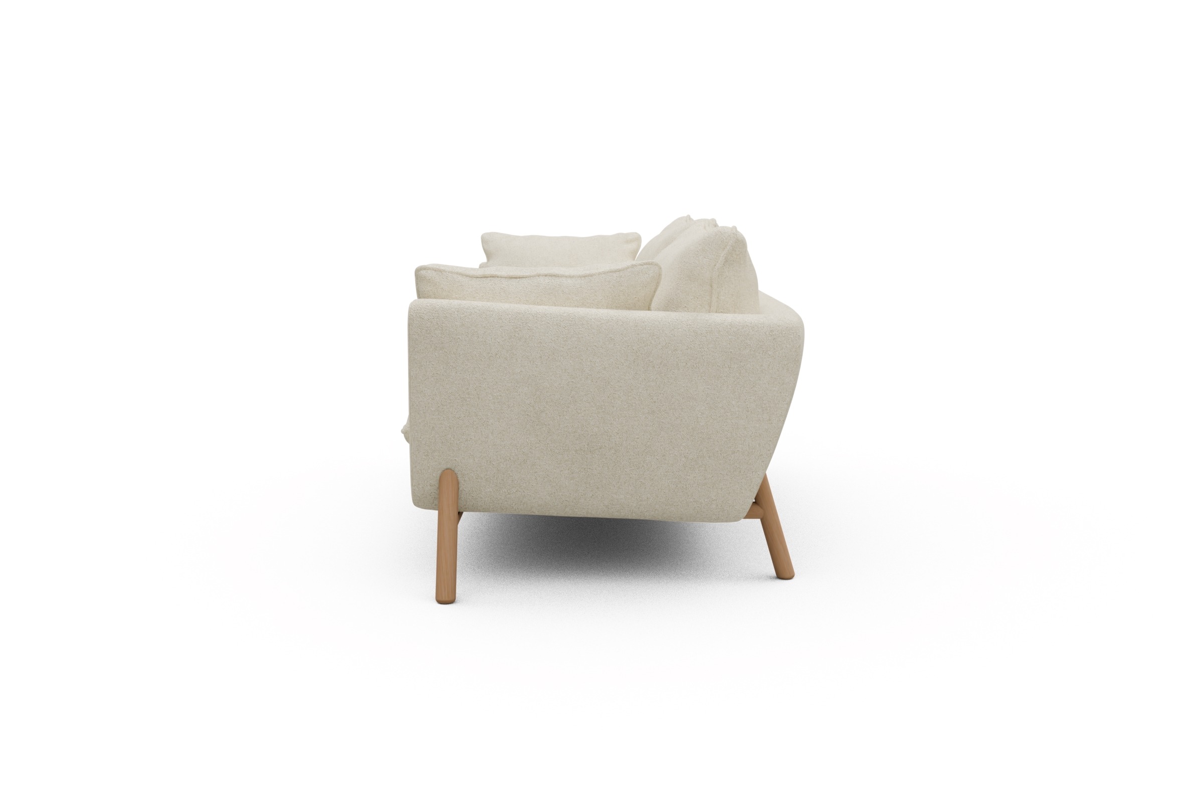 Sofa Emil PREMIUM 2-Sitzer Beinfarbe Eiche Natur Boucle-Off-White