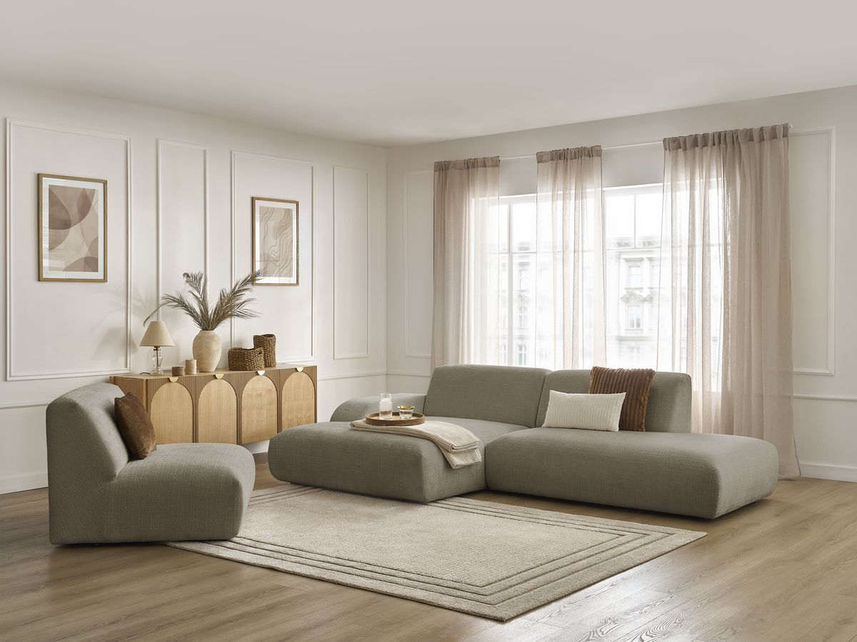 Bobochic Sirius Ecksofa 405 × 170 cm Strukturstoff Taupe Ecke links