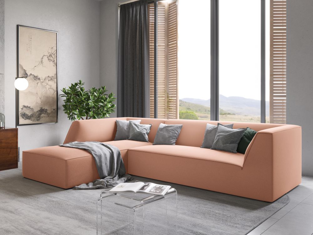 Cosmopolitan Design Ecksofa Siena 4-Sitzer Samt Salvador Rosa Links