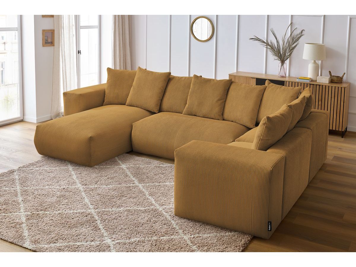 Bobochic Voltaire Wohnlandschaft 356 × 214 cm Cordsamt Gelb Ecke links