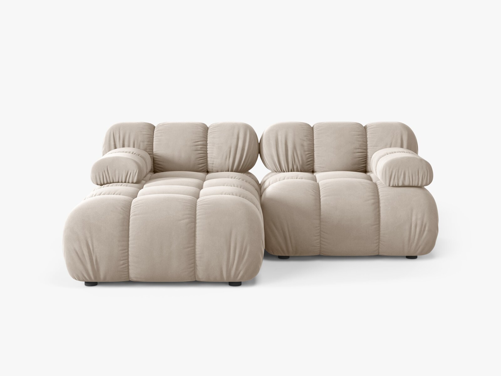 Micadoni Modulares Ecksofa Bellis 3-Sitzer Links Samt Bluvel Dunkelbeige