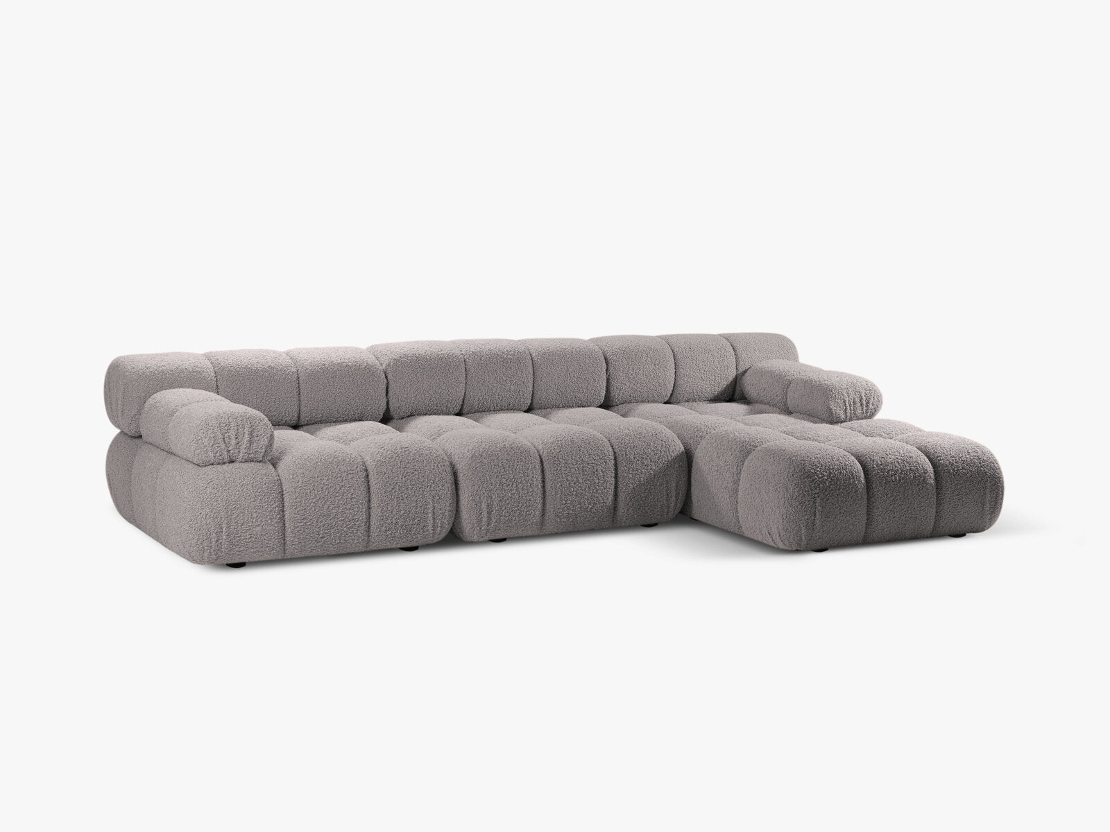 Micadoni Modulares Ecksofa Bellis 4-Sitzer Rechts Boucle Rolf Hellgrau