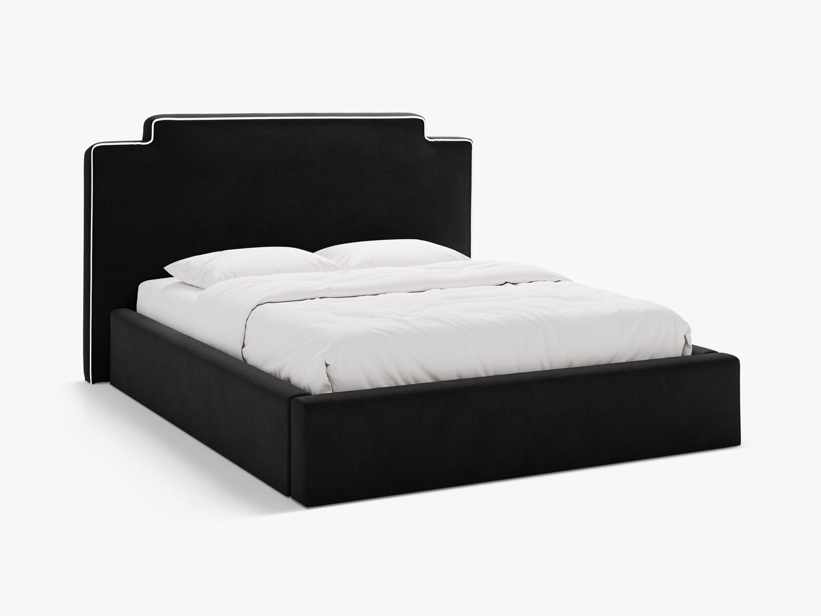 Micadoni Princess Samtbett mit Bettkasten und Kopfteil Samt Magic Velvet Elfenbein / Schwarz 140x200