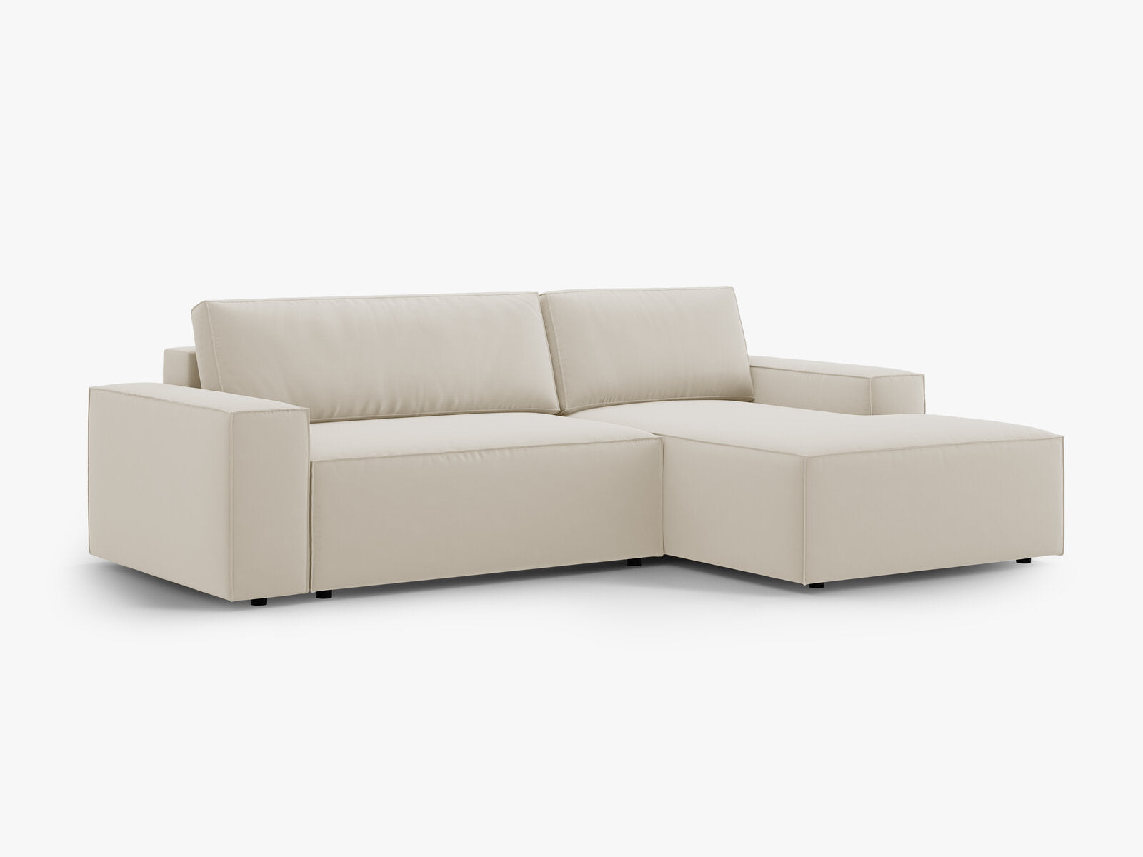 Micadoni Schlaf-Ecksofa Jodie 3-Sitzer Rechts Samt Dunkelbeige