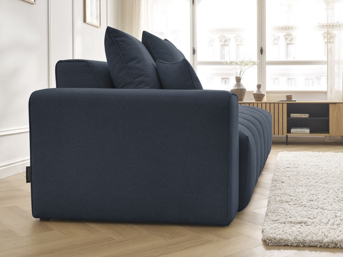 Bobochic Mont-blanc Sofa 4-Sitzer Melange-Stoff Dunkelblau Armlehne links
