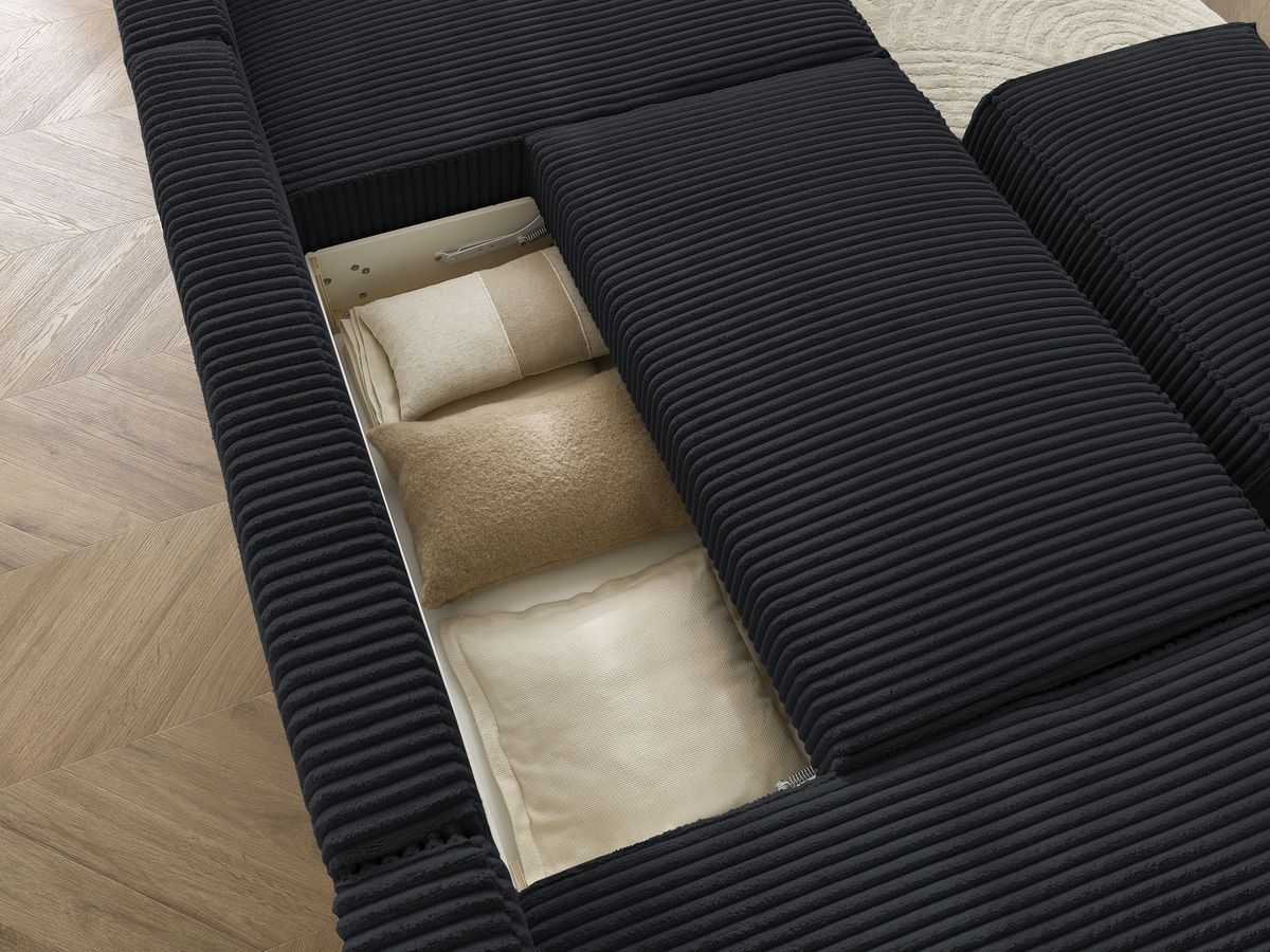 Bobochic Chelsea Wohnlandschaft mit Pouf Breitcord weich Schwarz
