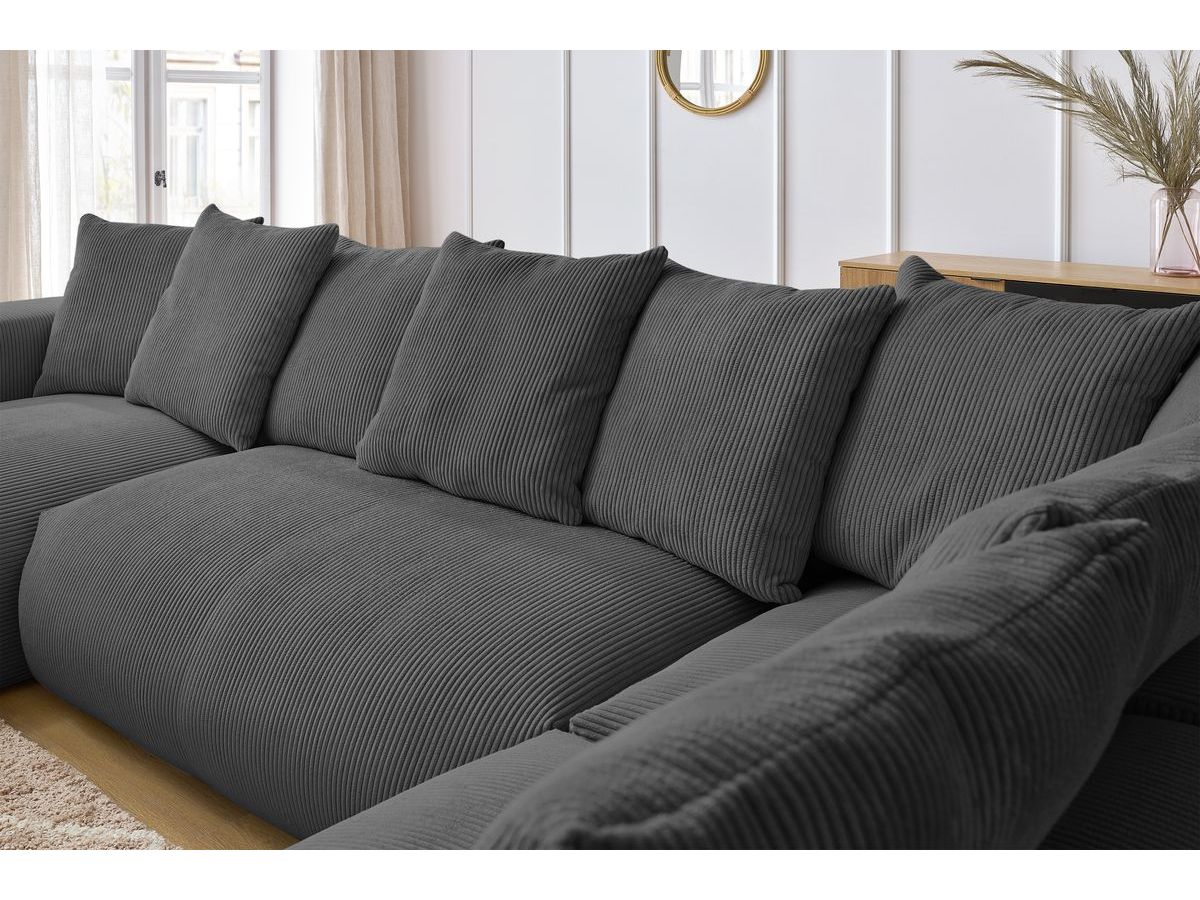 Bobochic Voltaire Wohnlandschaft 356 × 214 cm Cordsamt Dunkelgrau Ecke links
