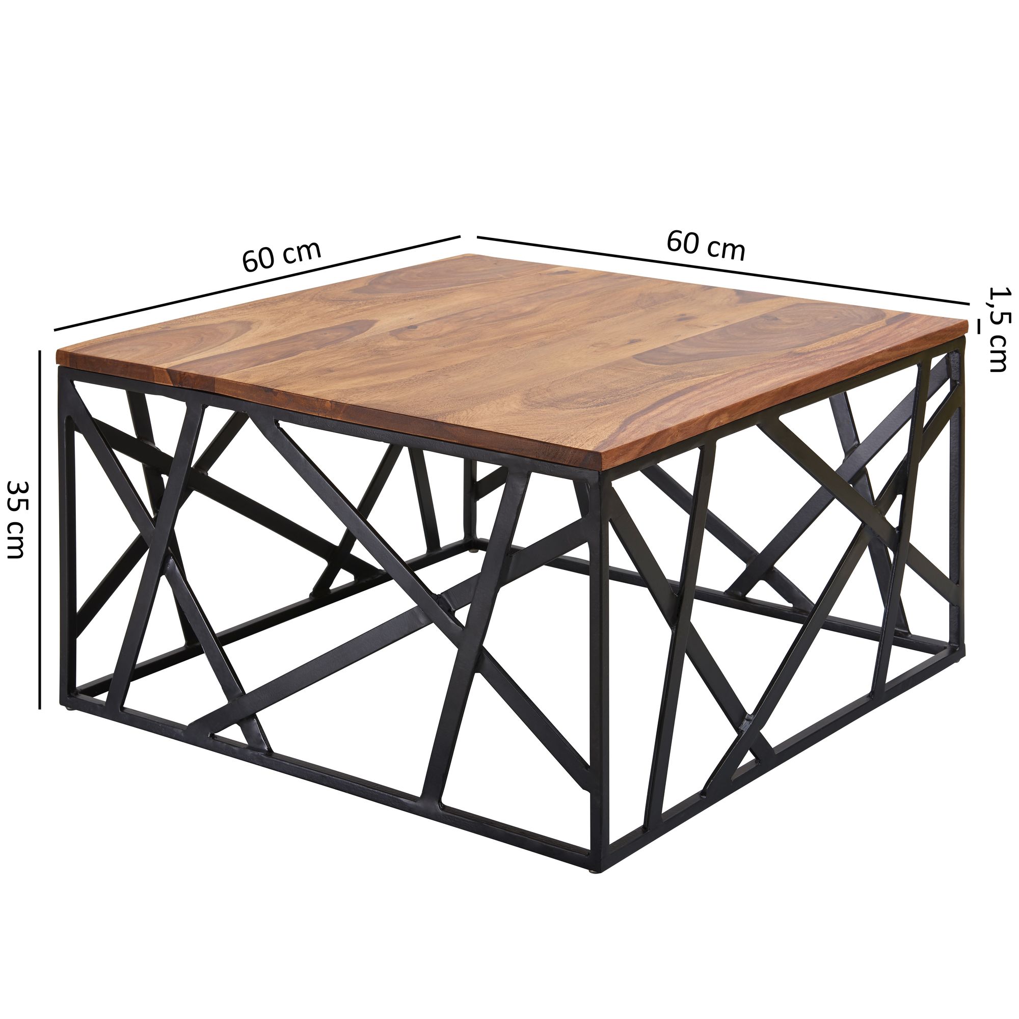 Couchtisch Odda Massivholz Dunkelbraun 60 × 60 × 35 cm