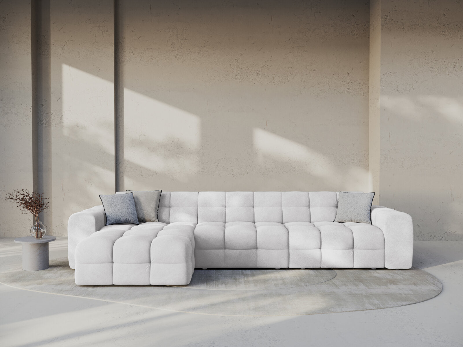 Micadoni Ecksofa Kendal 5-Sitzer Links Samt Magic Velvet Hellgrau