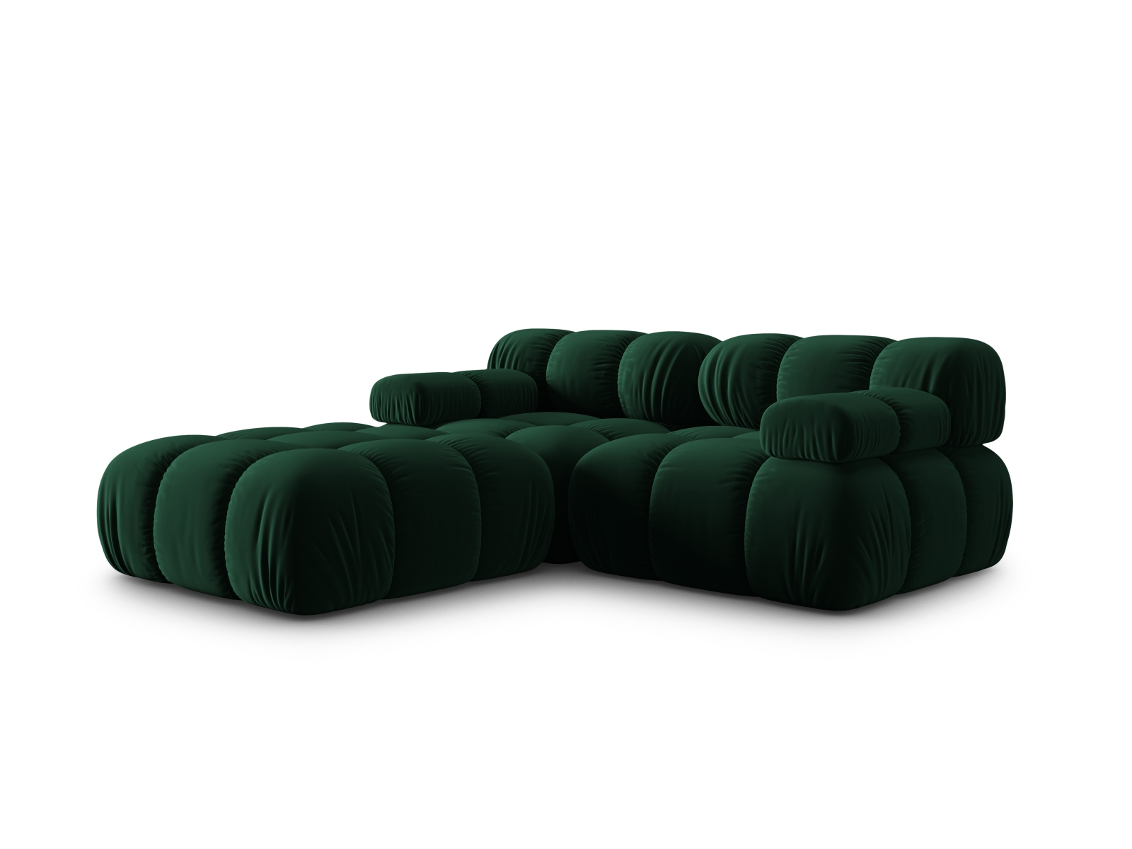 Micadoni Modulares Sofa Bellis 3-Sitzer mit flachem Modul Samt Bluvel Flaschengrün