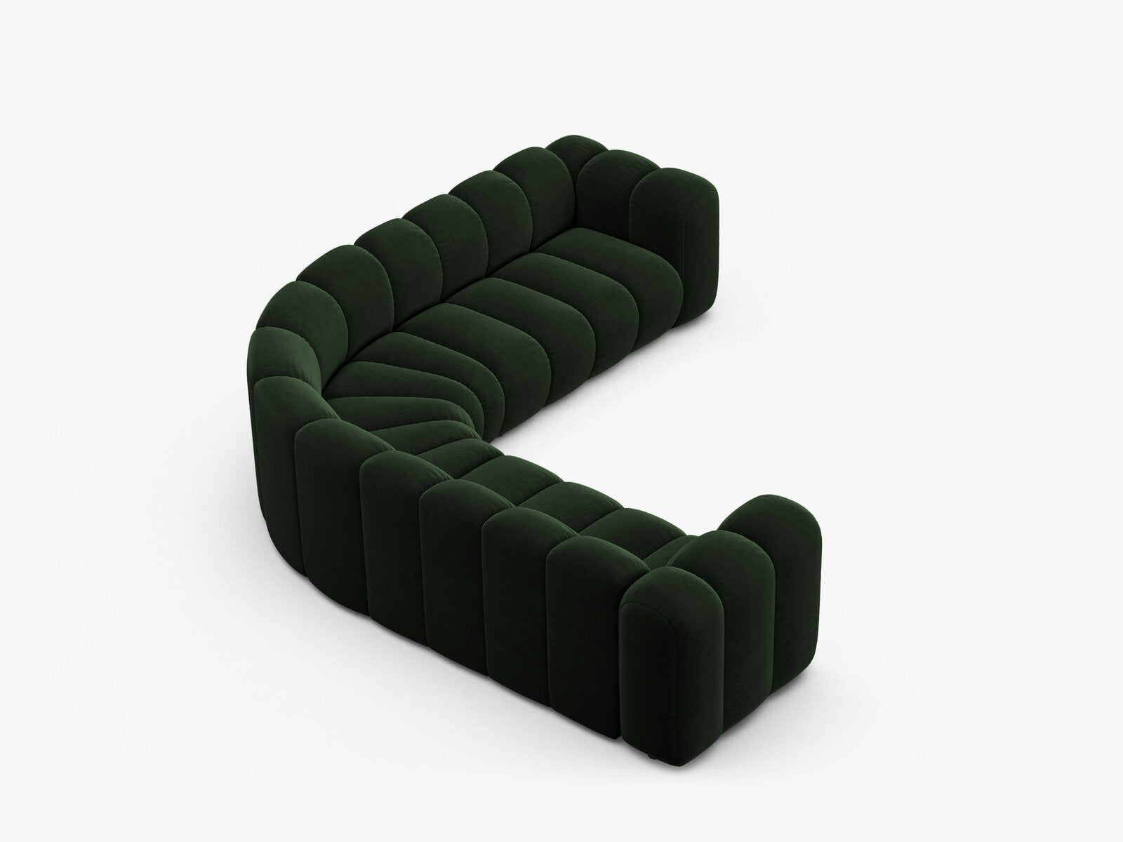 Micadoni symmetrisches Ecksofa Lupine 5-Sitzer mittelgroß Samt Venus Flaschengrün