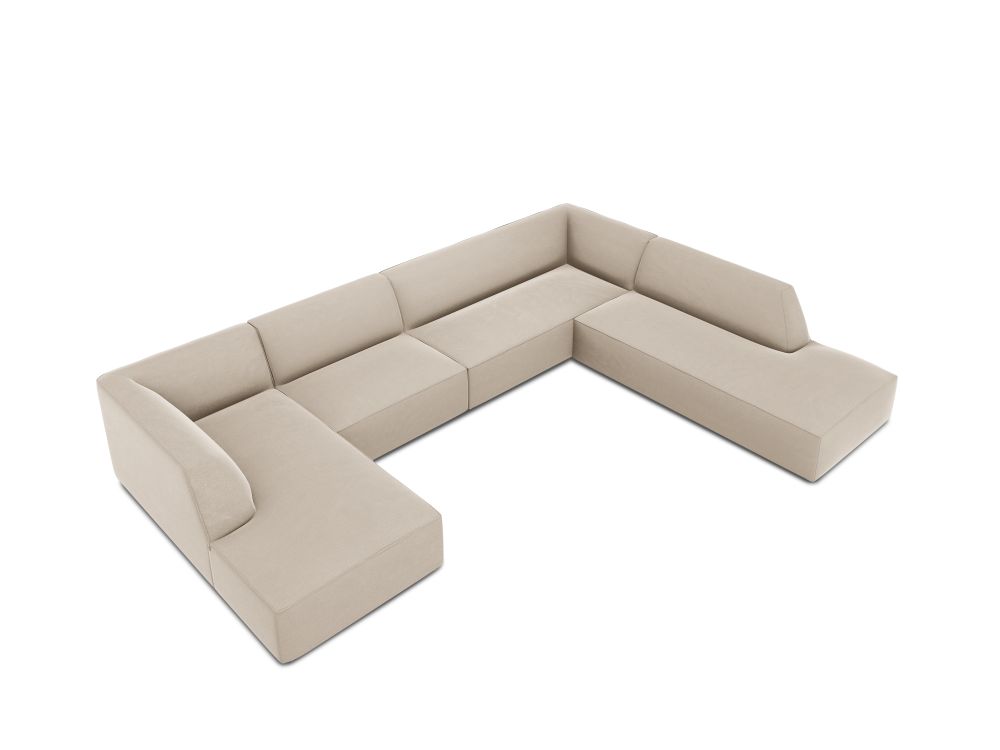 Cosmopolitan Design Panoramasofa Siena 7-Sitzer Samt Salvador Beige Rechts