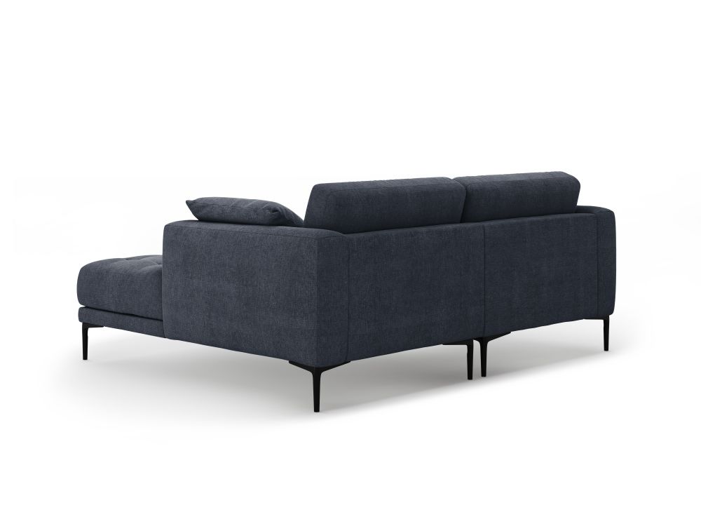 Cosmopolitan Design Ecksofa Lazio 2-Sitzer Strukturierter Stoff Sorella Dunkelblau Rechts