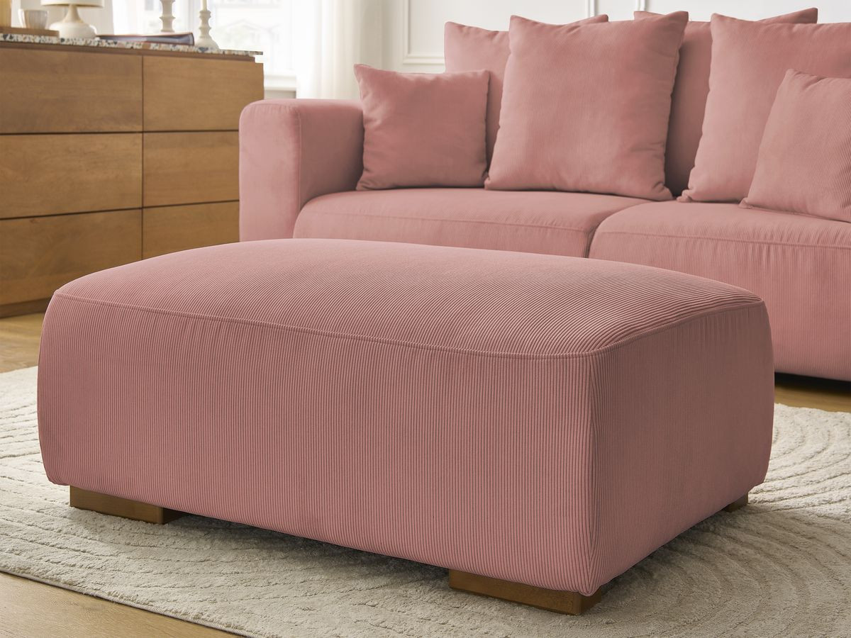 Bobochic Sidonie Sofa 3-Sitzer mit Pouf Cordsamt Rosa