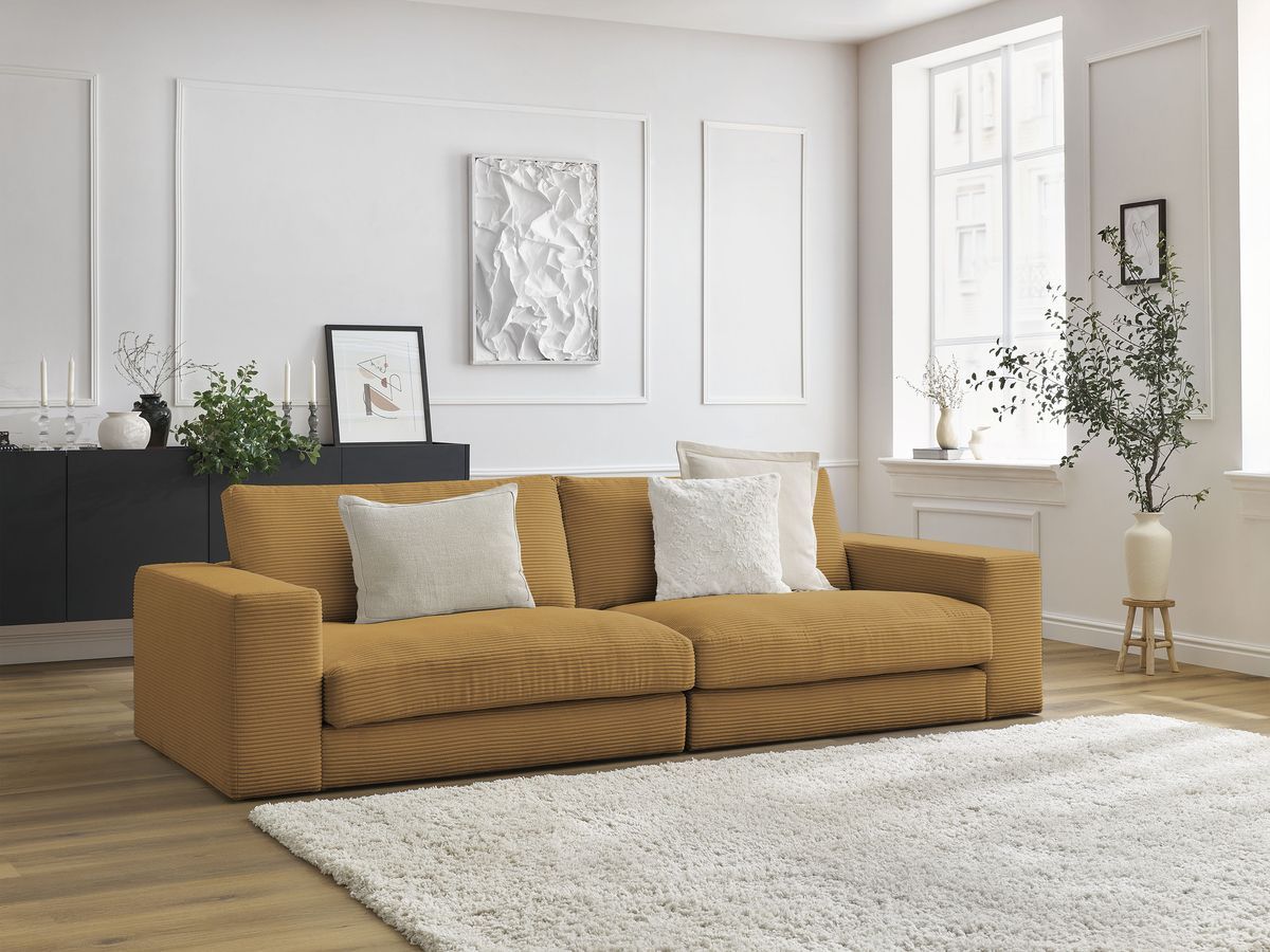 Bobochic Leonard Sofa 3-Sitzer 234 × 109 cm Cordsamt Gelb