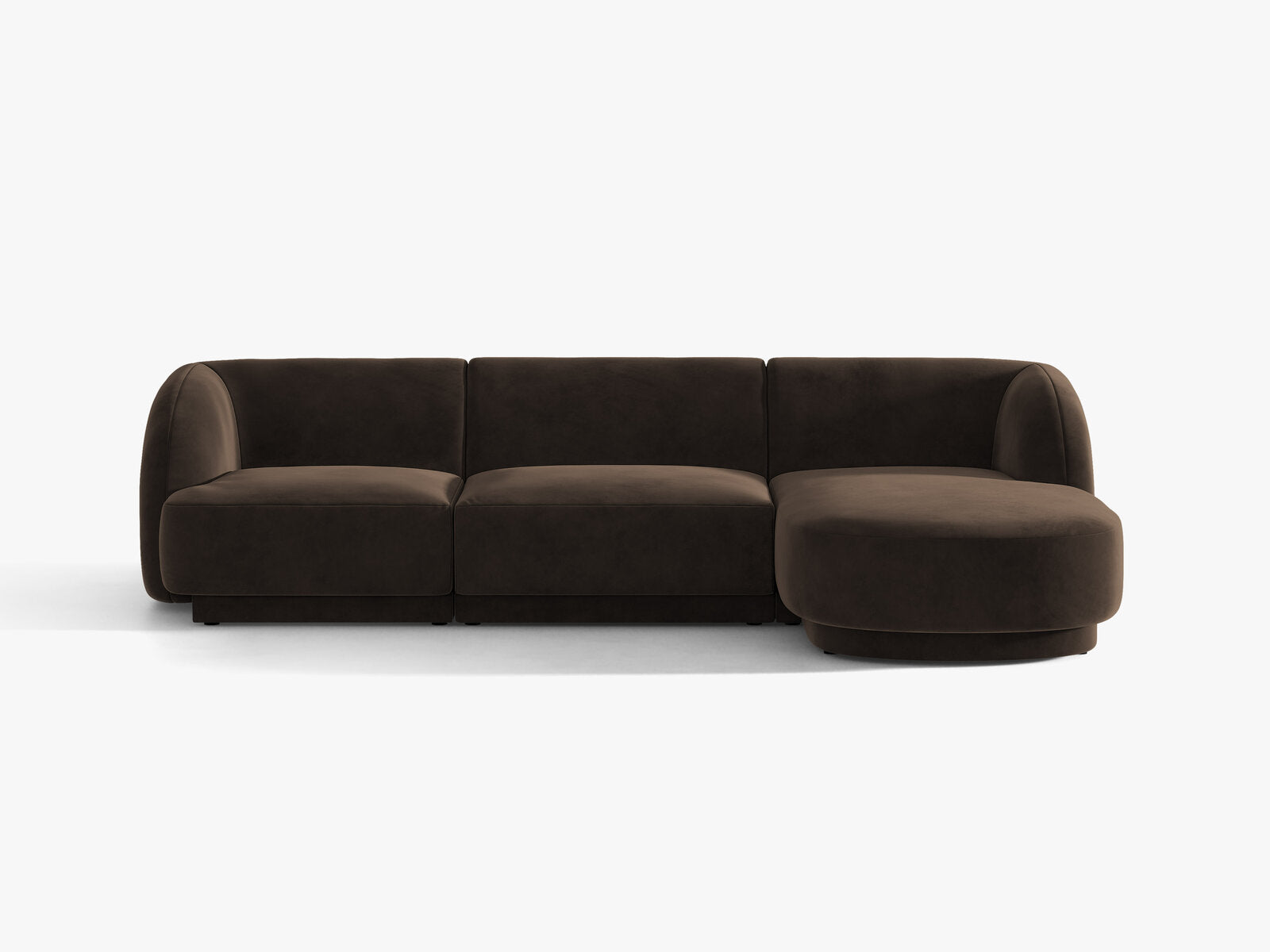 Micadoni Ecksofa Miley 4-Sitzer Rechts Samt Bluvel Dunkelbraun