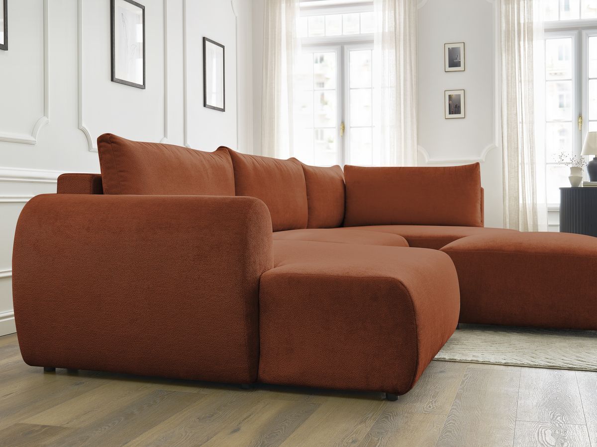 Bobochic Lucien Wohnlandschaft mit Pouf Stoff Orange Ecke links