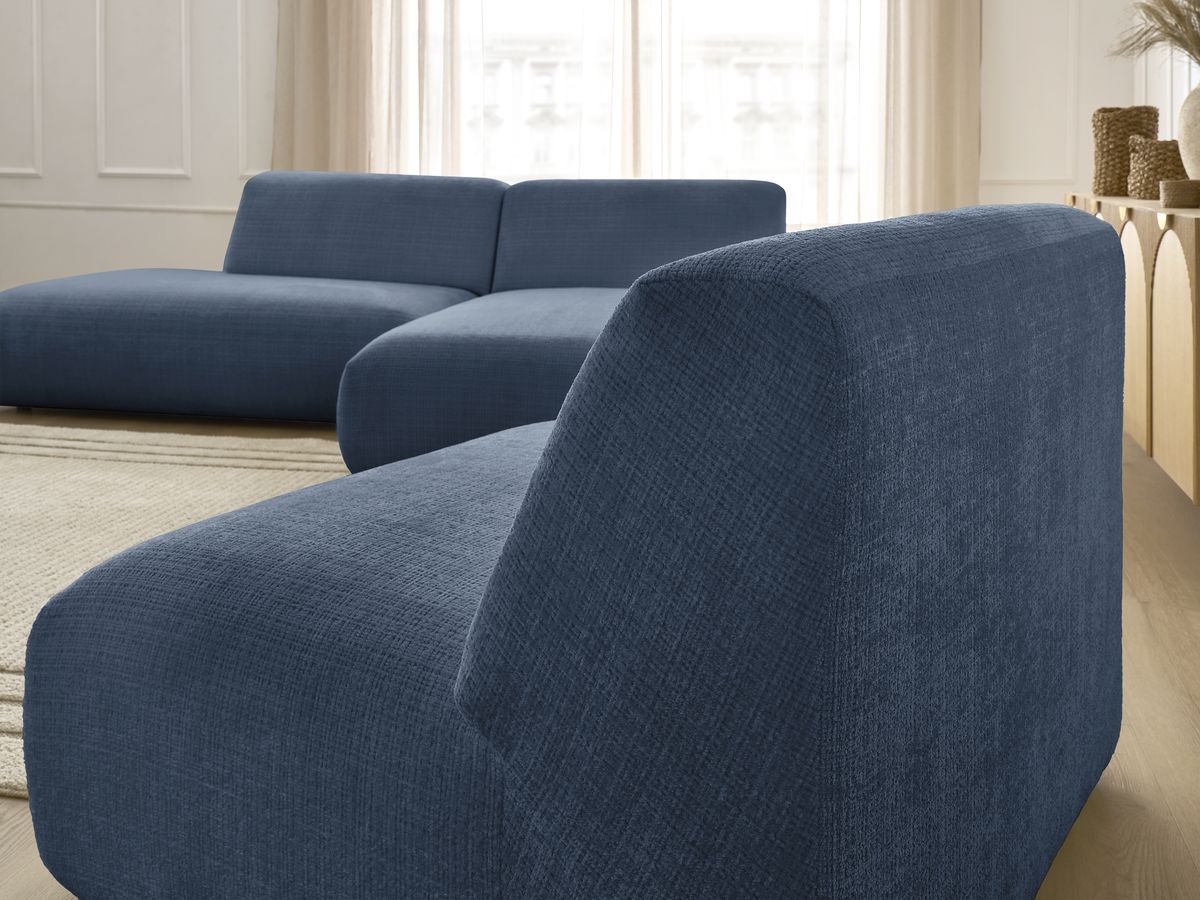 Bobochic Sirius Ecksofa 405 × 170 cm Strukturstoff Dunkelblau Ecke rechts