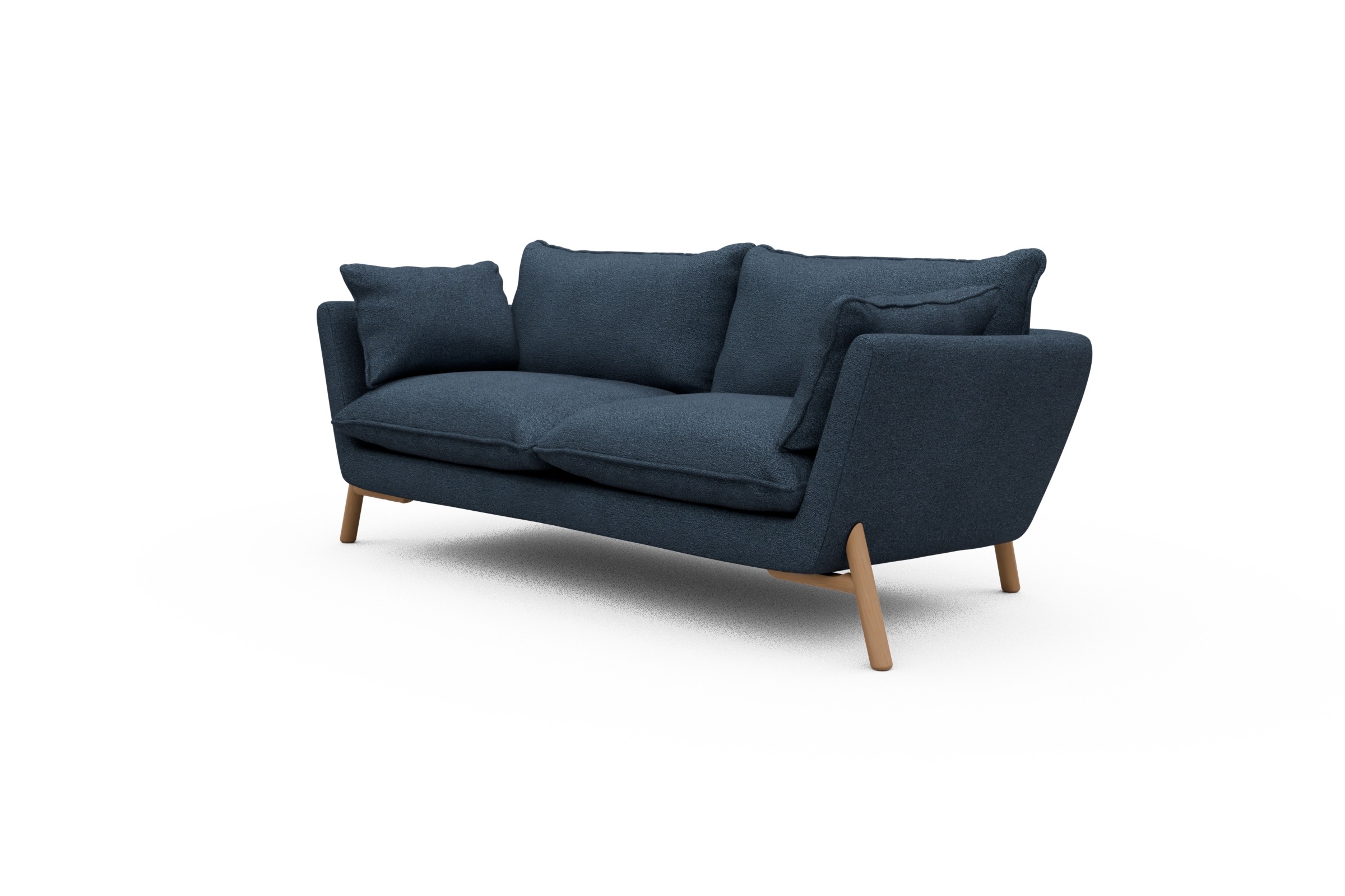 Sofa Emil PREMIUM 2-Sitzer Beinfarbe Eiche Natur Boucle-Blue