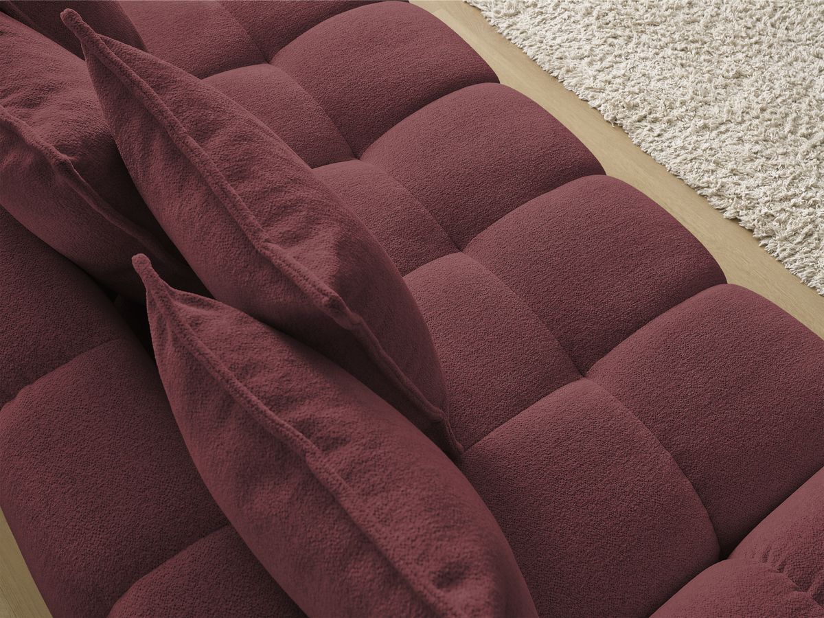 Bobochic Everest Sofa 3-Sitzer, 5 Kissen Melange-Stoff Rot