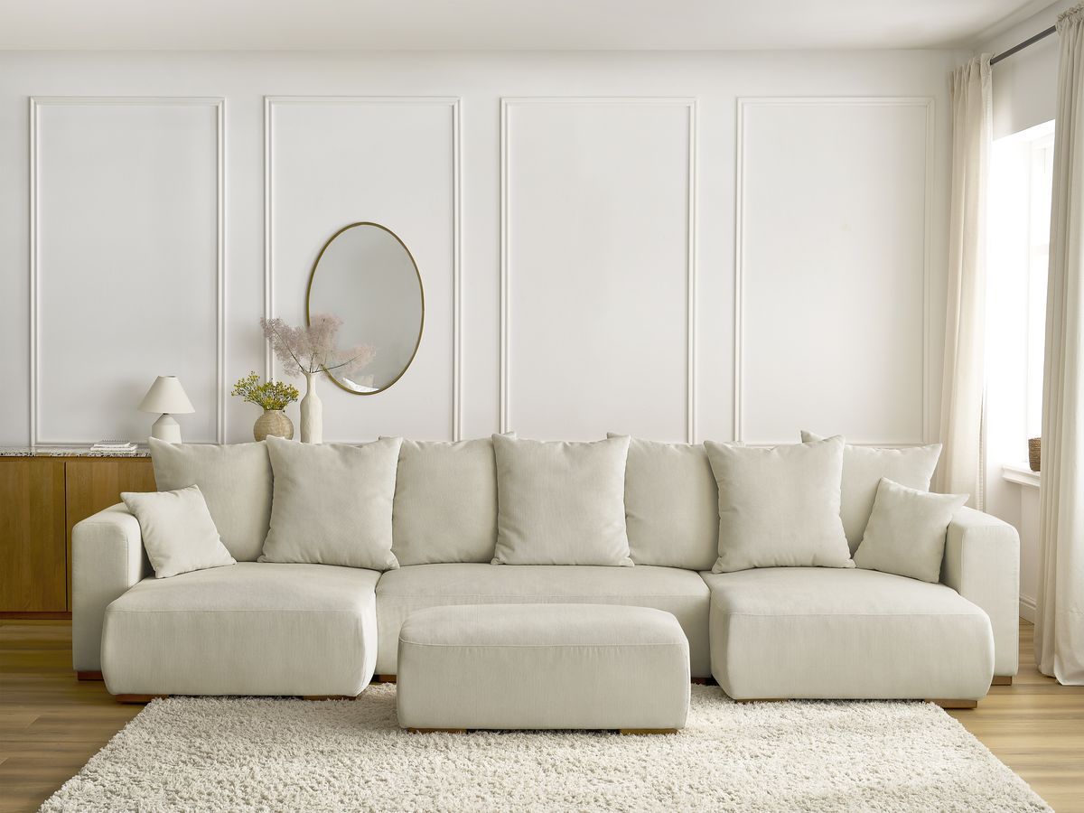 Bobochic Sidonie Wohnlandschaft mit Pouf Cordsamt Beige