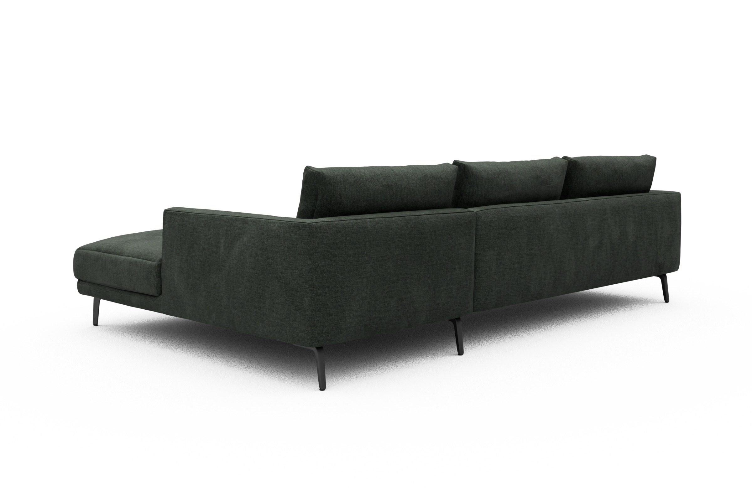 Ecksofa Karl Chaiselongue rechts mit 2,5-Sitzer Aivi-Pine-Green