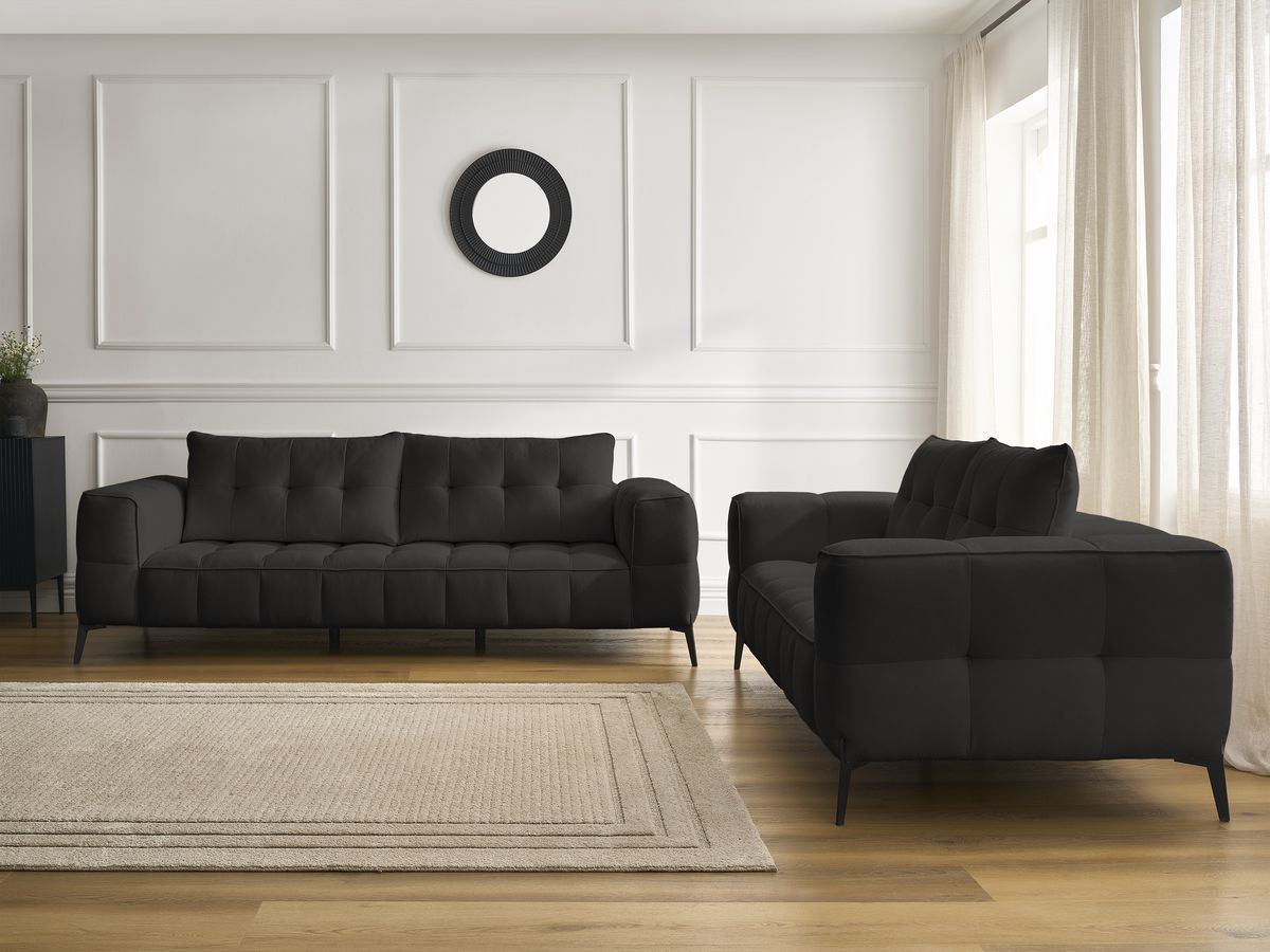 Bobochic Anis Sofa-Set 3- und 2-Sitzer Strukturstoff Schwarz