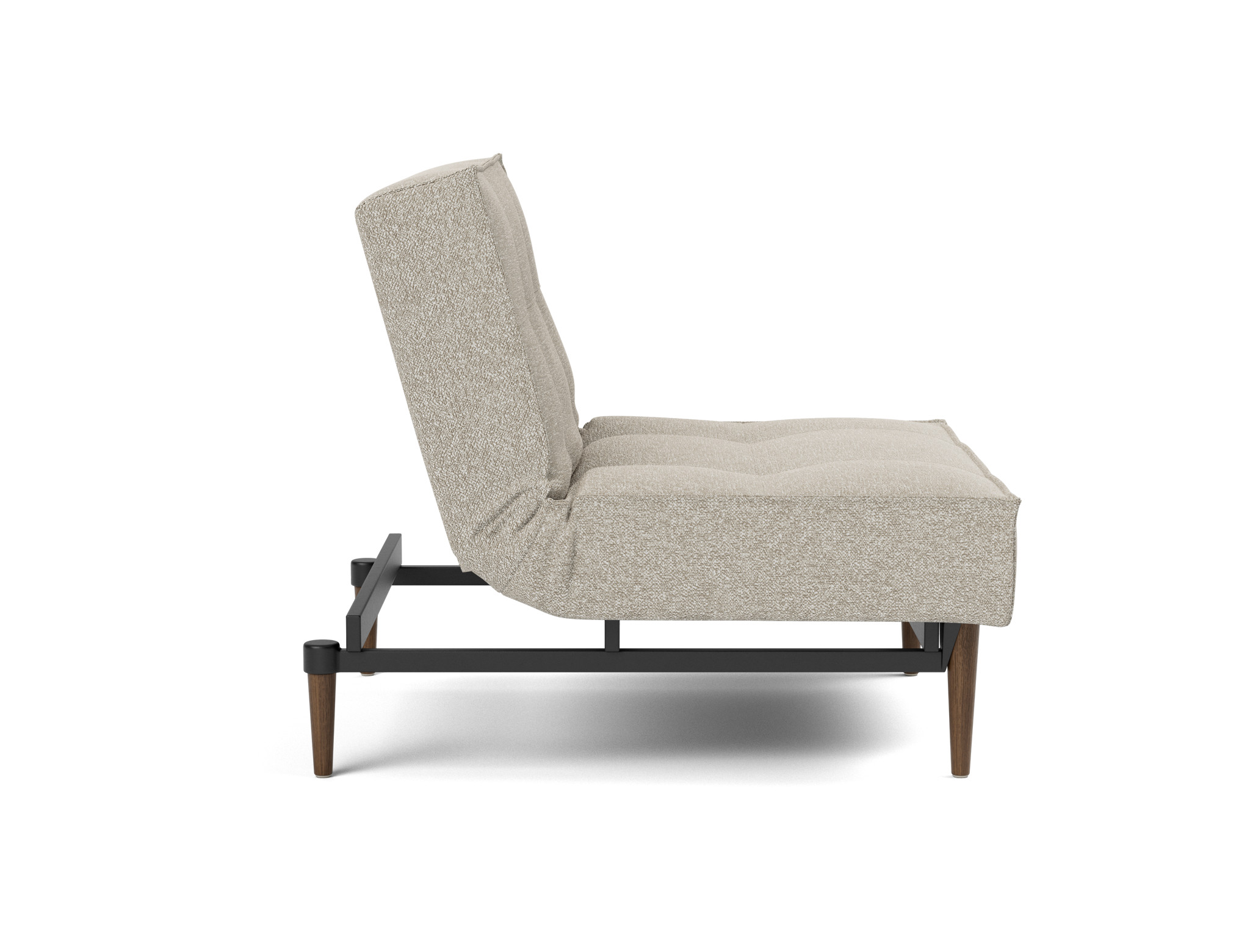 Sessel Splitback Boucle Skandi 539-Beige Beine Styletto Eiche dunkel