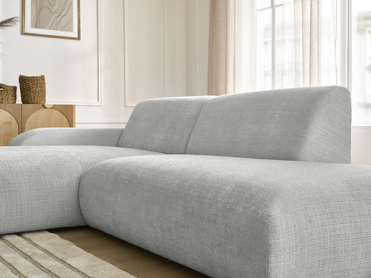Bobochic Sirius Ecksofa 405 × 170 cm Strukturstoff Hellgrau Ecke links