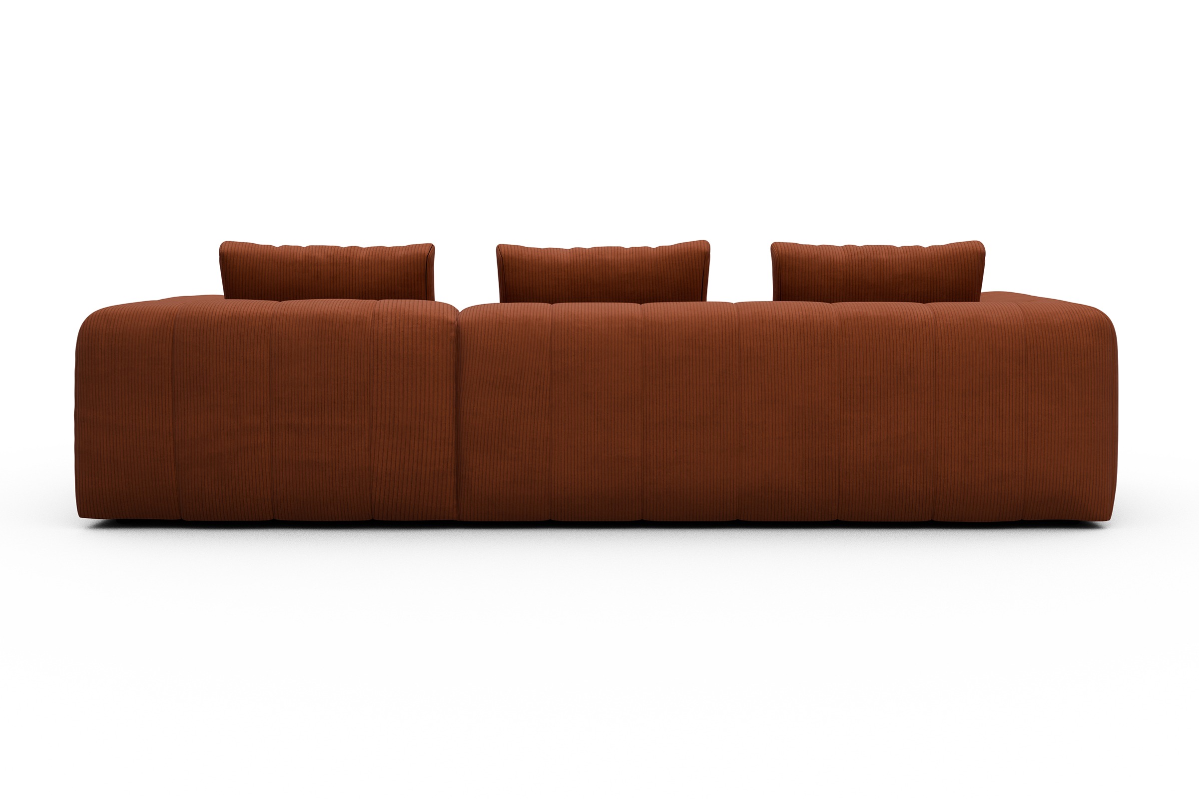 Ecksofa Hugo 2,5-Sitzer Armlehne links mit Chaiselongue Corduroy-Burnt-Orange