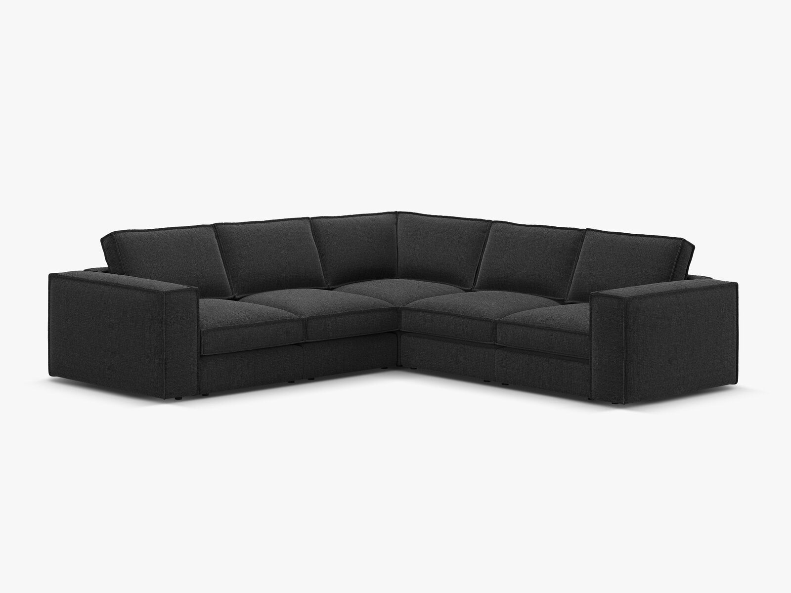 Micadoni modulares symmetrisches Ecksofa Pola 4-Sitzer Schwarz