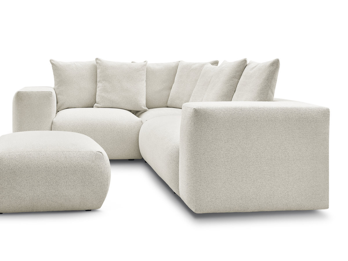 Bobochic Voltaire Ecksofa mit Pouf 268 × 214 cm Melange-Stoff Weiß Ecke links