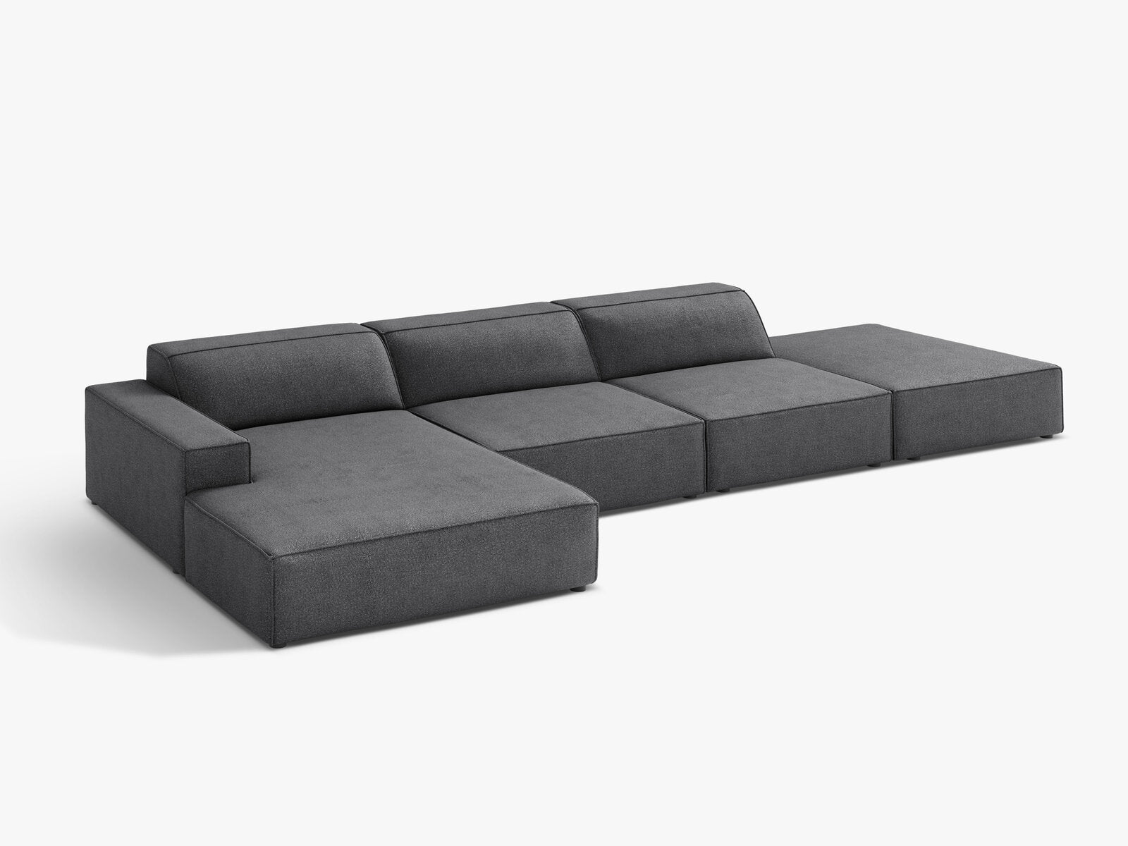 Micadoni Ecksofa Jodie 5-Sitzer Links Boucle Baloo Dunkelgrau