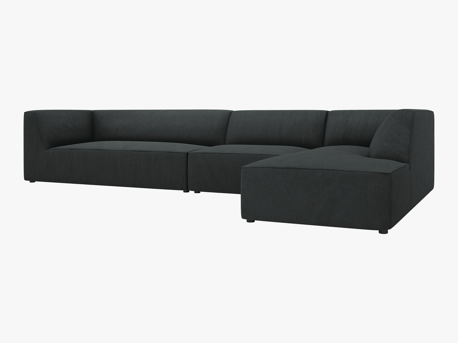 Micadoni Ecksofa Ruby 5-Sitzer Rechts Kord Scala Schwarz