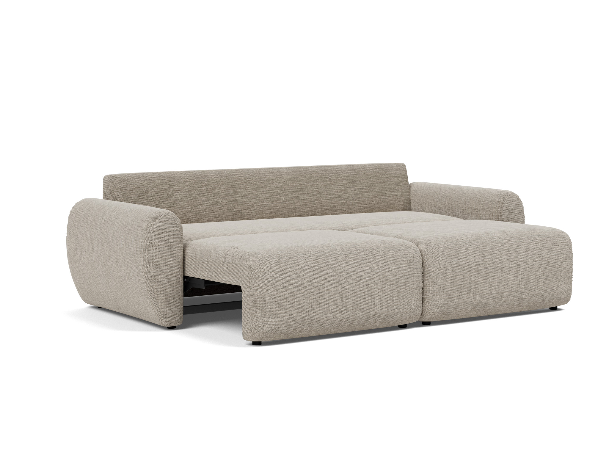 Schlafsofa Norum mit Curve-Armlehnen Strukturierter Stoff Kenya 579-Gravel